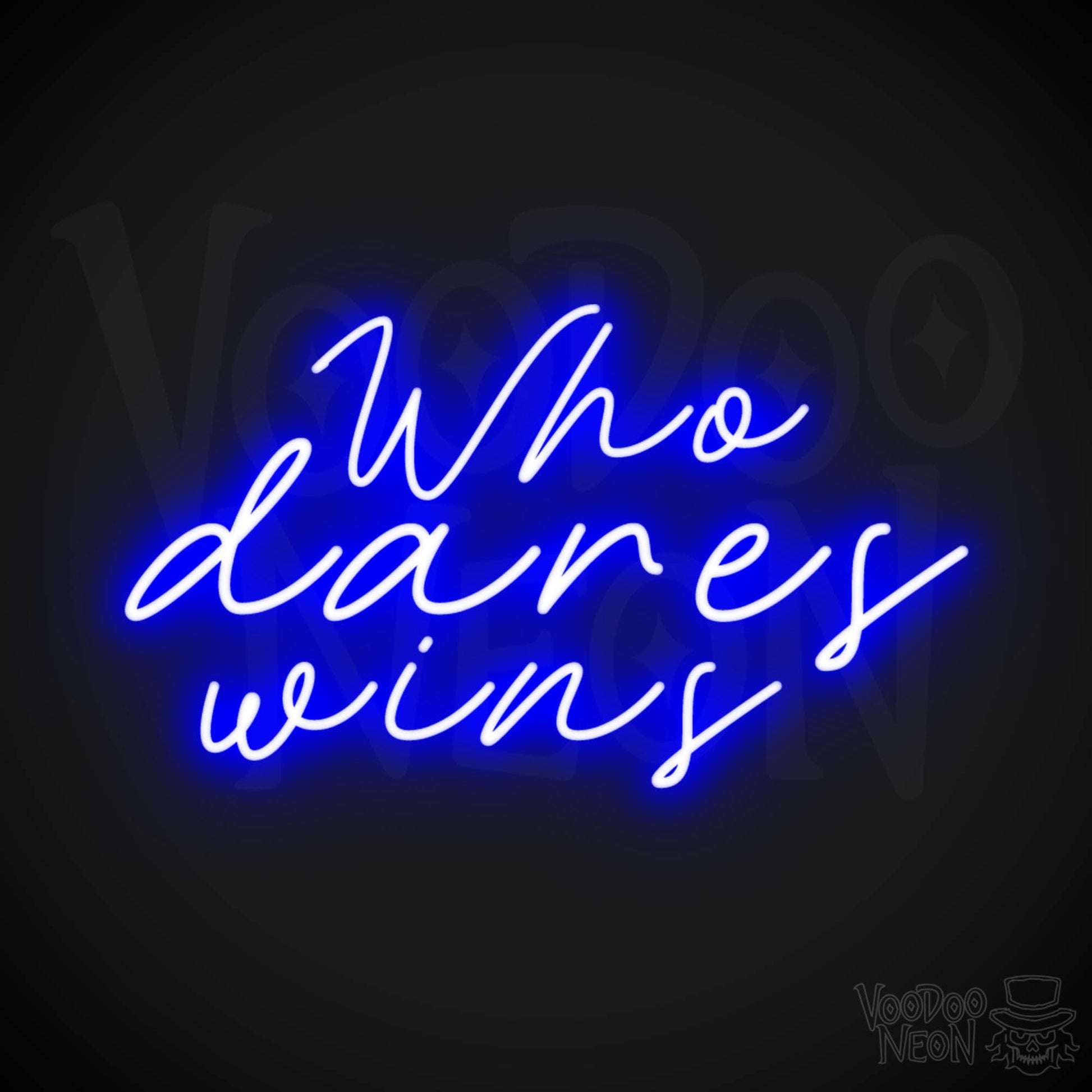 Who Dares Wins Neon Sign - Neon Who Dares Win Sign - SAS Sign - Wall Art - Color Dark Blue