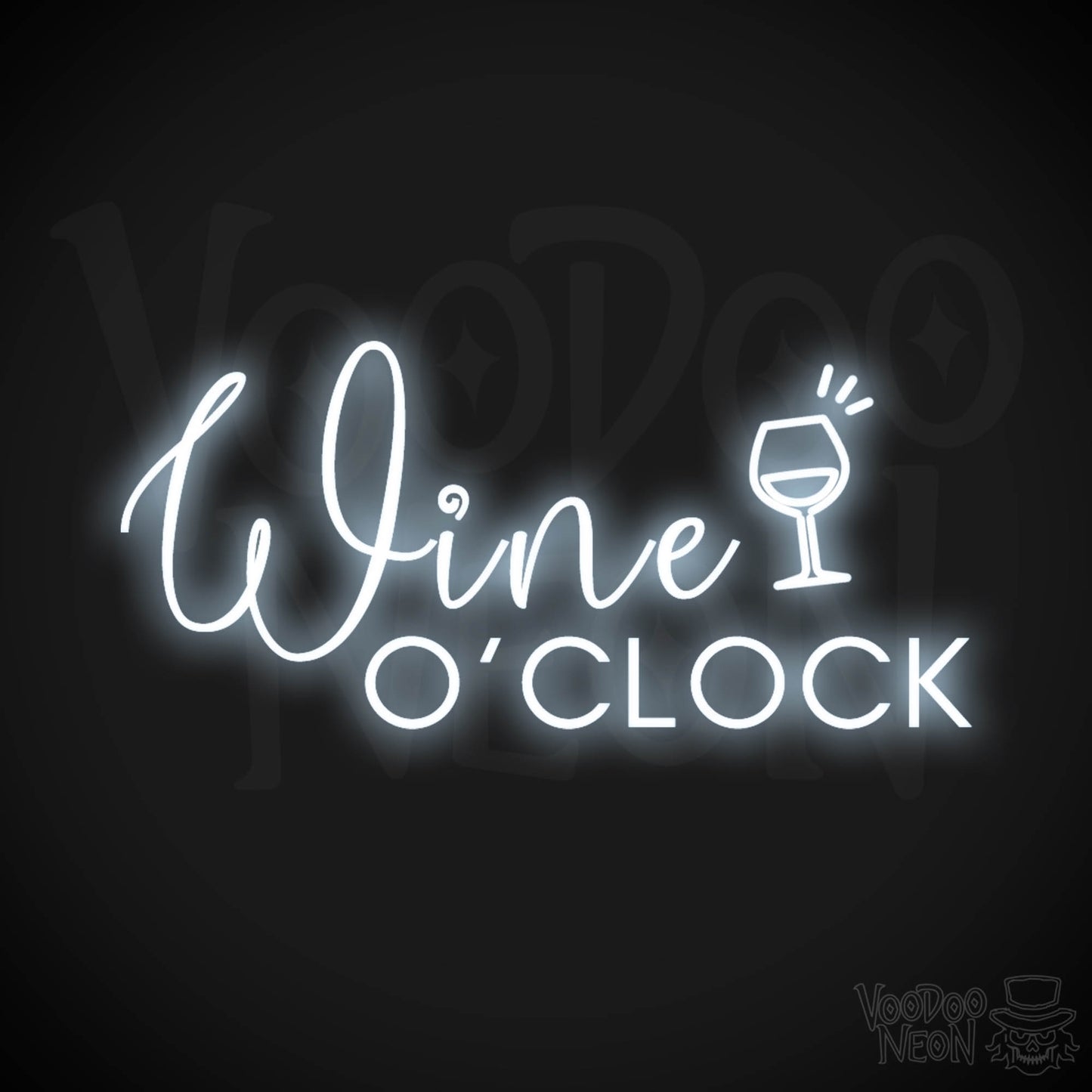 Wine O'Clock Neon Sign - Neon Wine O'Clock Sign - Color Cool White