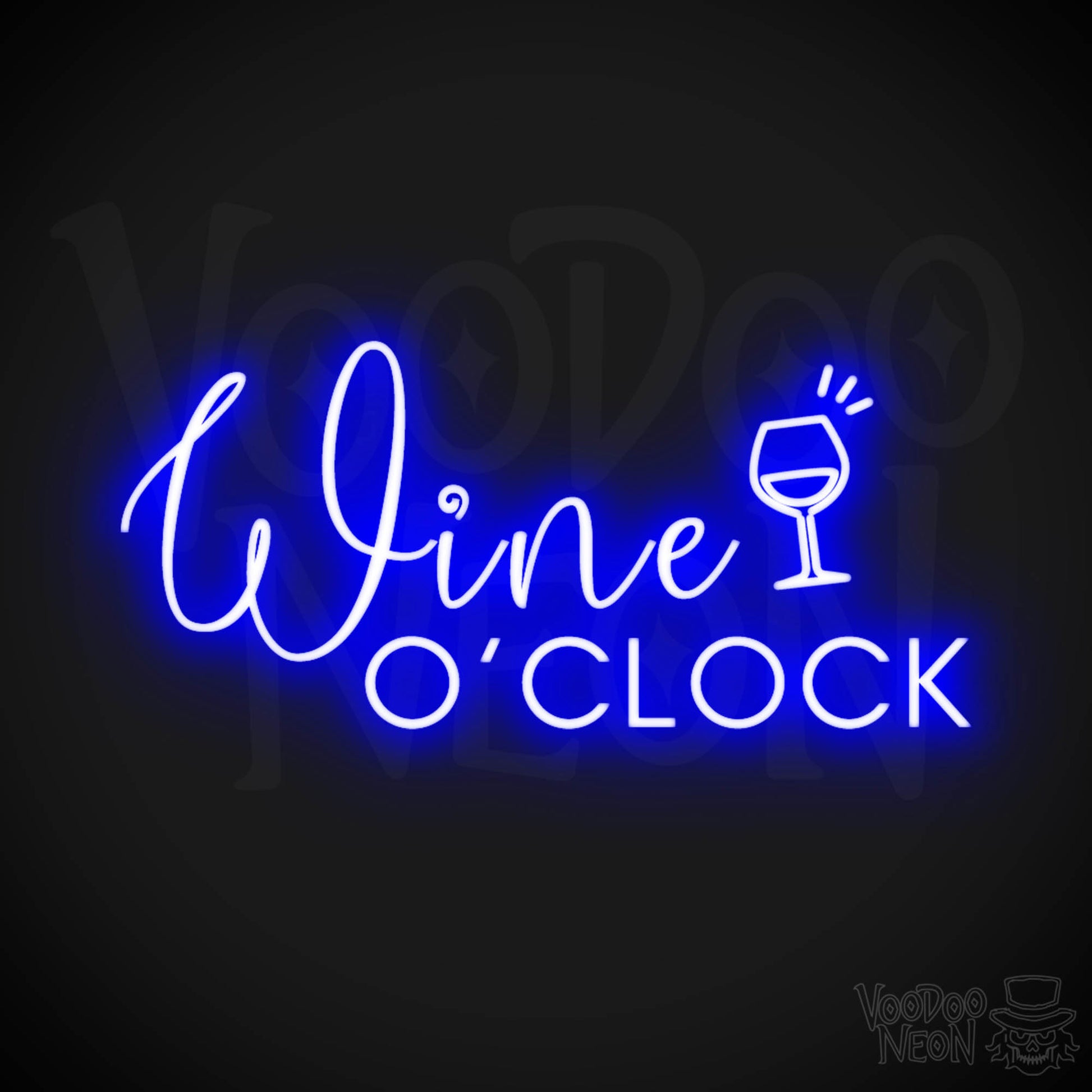 Wine O'Clock Neon Sign - Neon Wine O'Clock Sign - Color Dark Blue