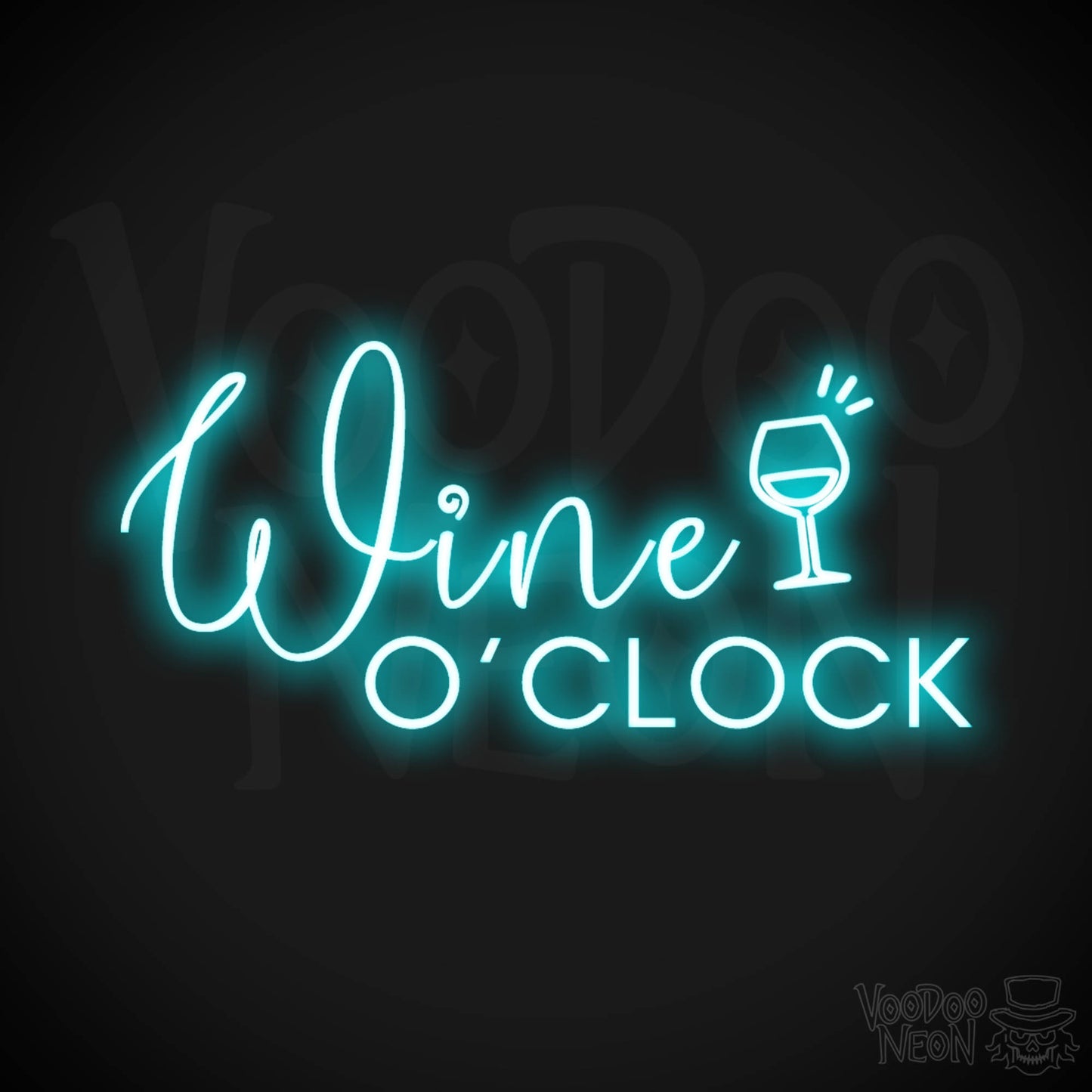 Wine O'Clock Neon Sign - Neon Wine O'Clock Sign - Color Ice Blue