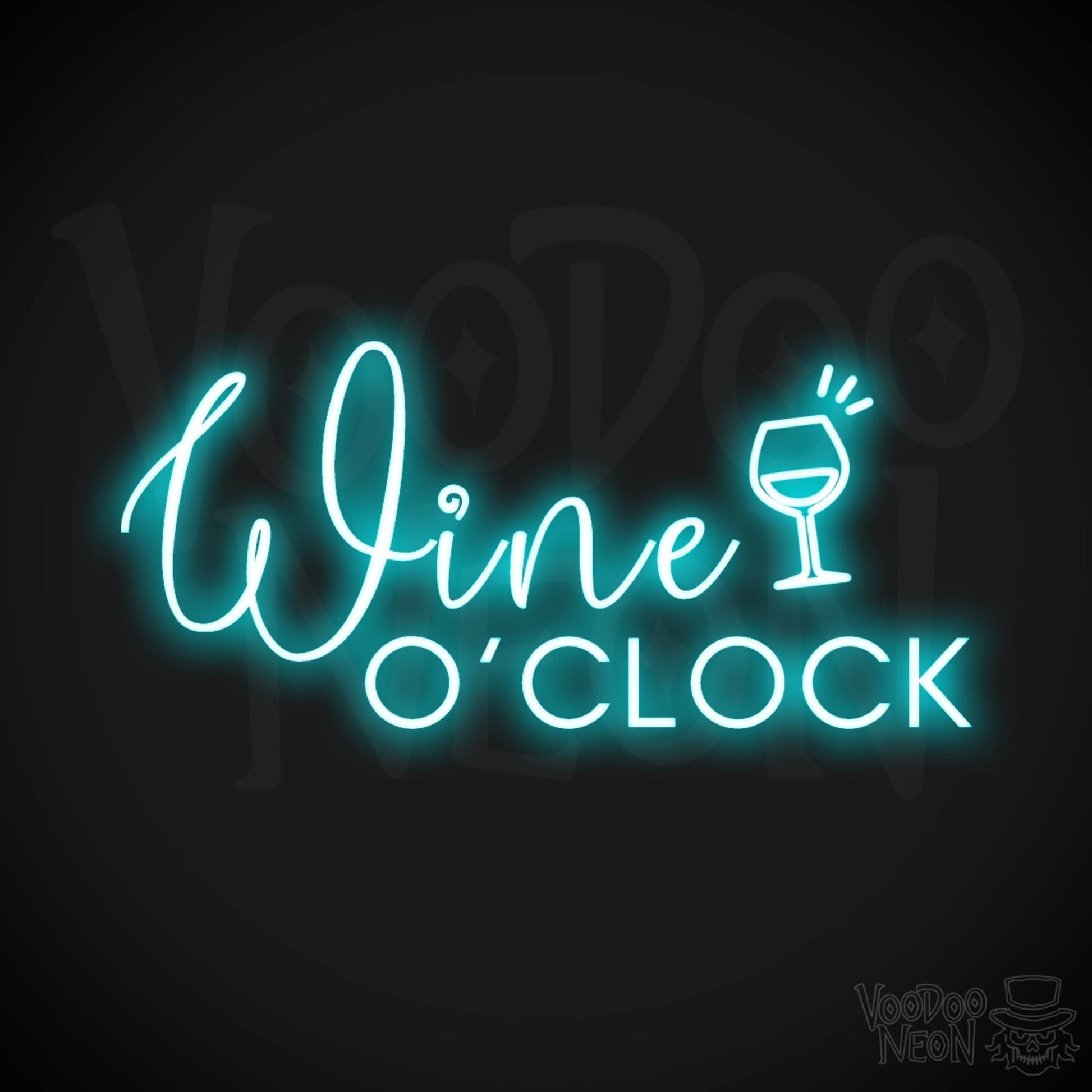 Wine O'Clock Neon Sign - Neon Wine O'Clock Sign - Color Ice Blue