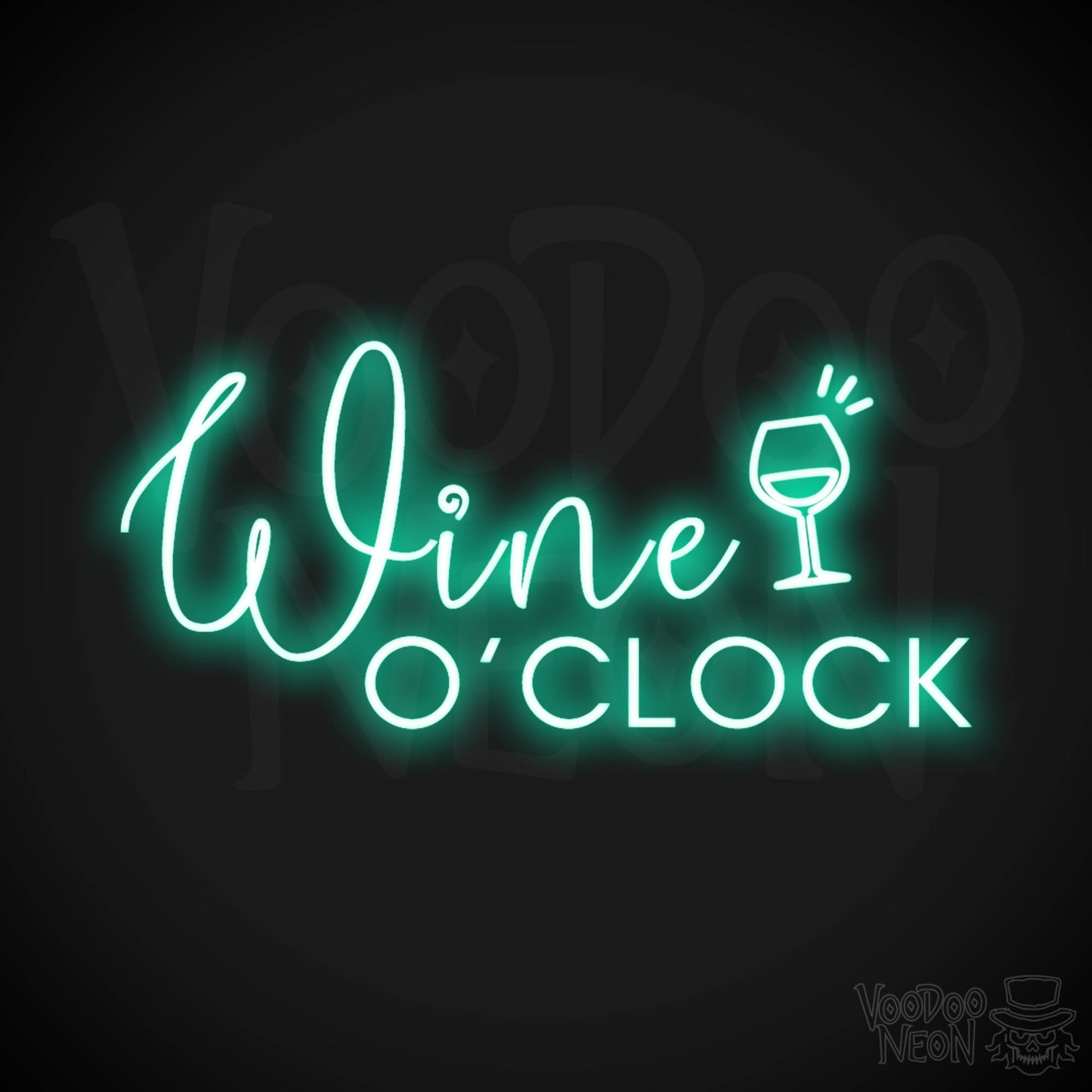 Wine O'Clock Neon Sign - Neon Wine O'Clock Sign - Color Light Green