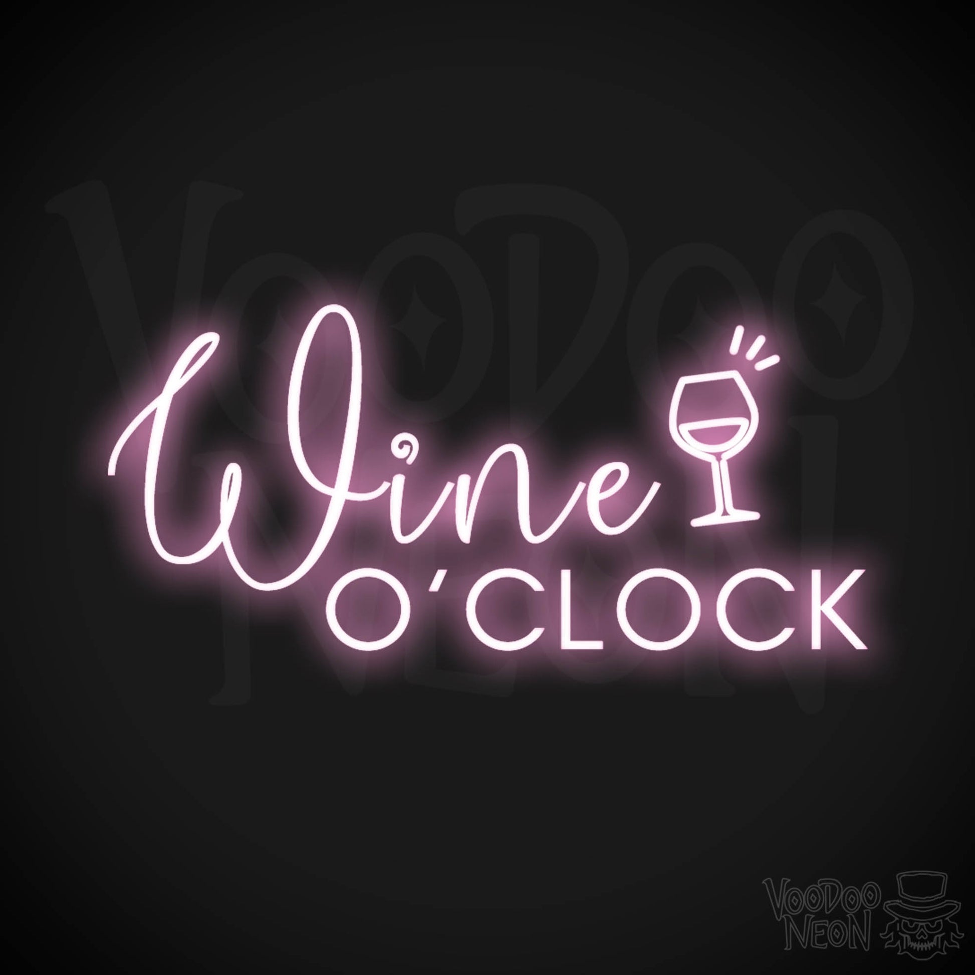 Wine O'Clock Neon Sign - Neon Wine O'Clock Sign - Color Light Pink