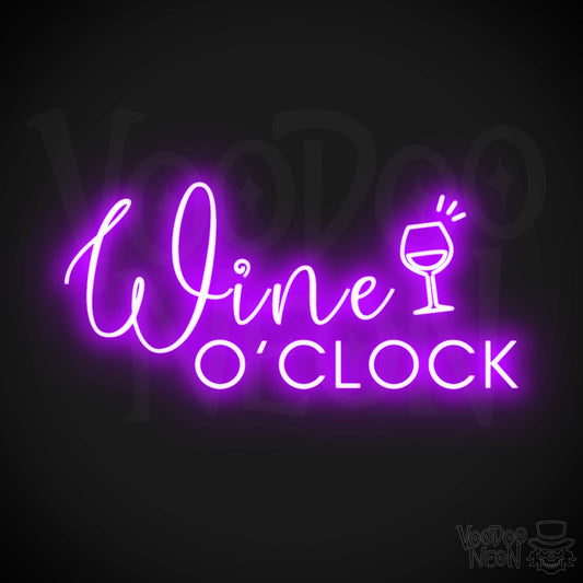 Wine O'Clock Neon Sign - Neon Wine O'Clock Sign - Color Purple
