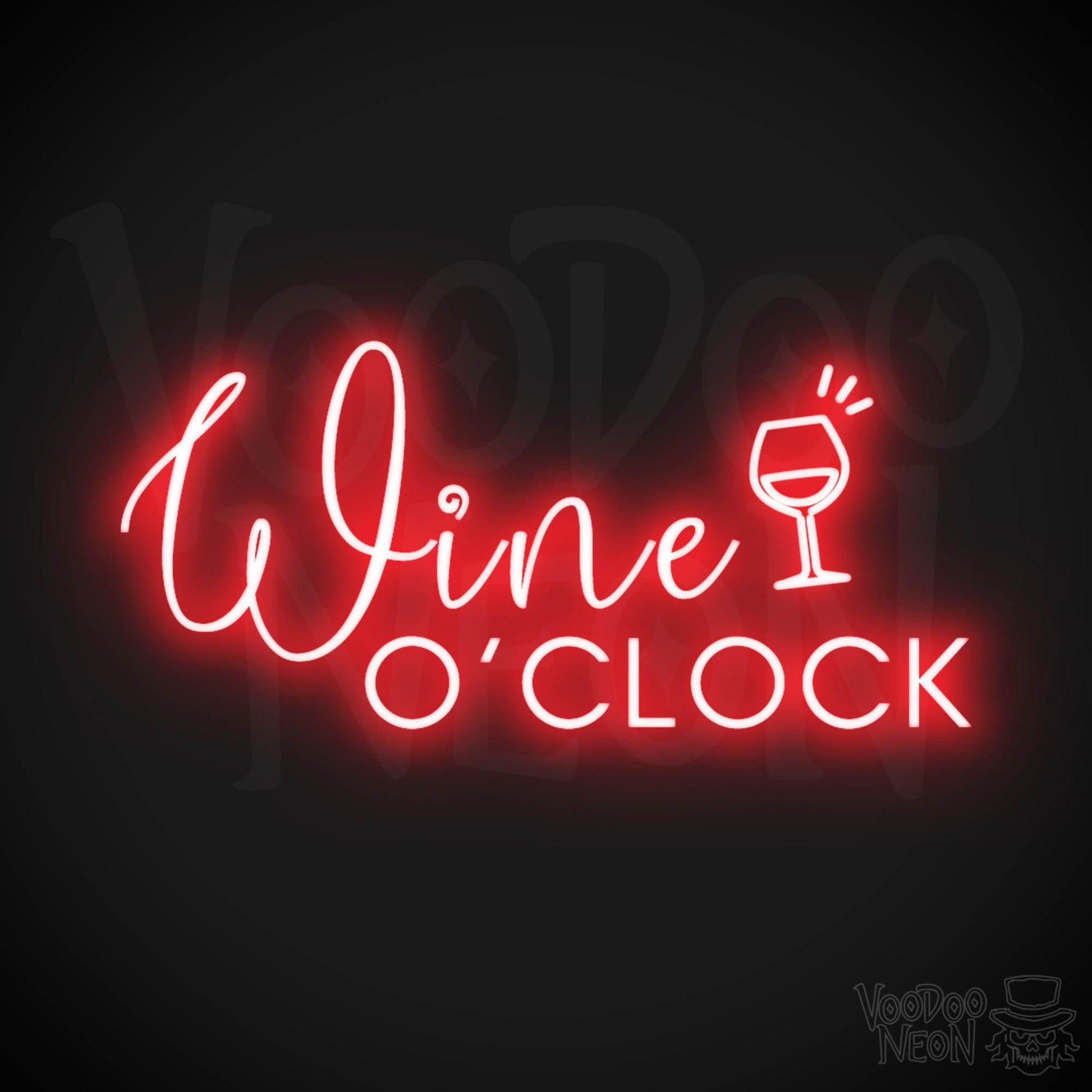 Wine O'Clock Neon Sign - Neon Wine O'Clock Sign - Color Red