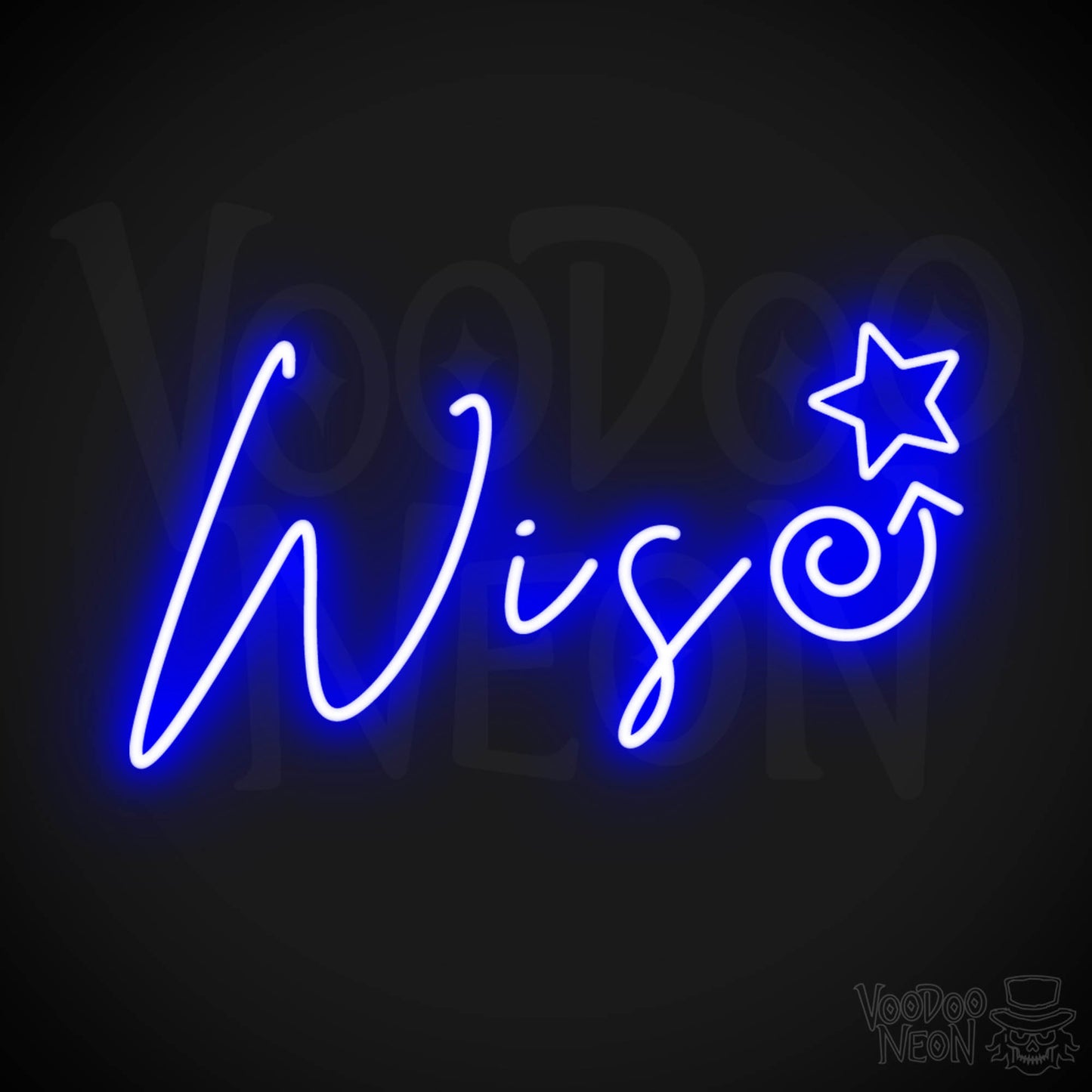 Wise Neon Sign - Neon Wise Sign - Color Dark Blue