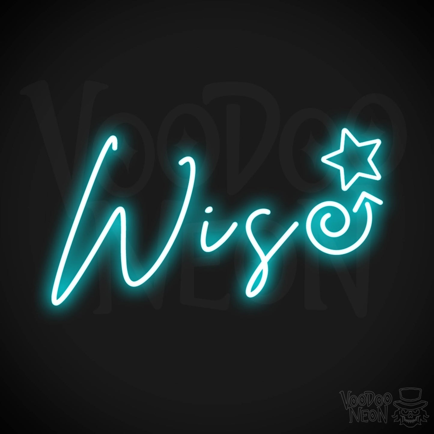 Wise Neon Sign - Neon Wise Sign - Color Ice Blue