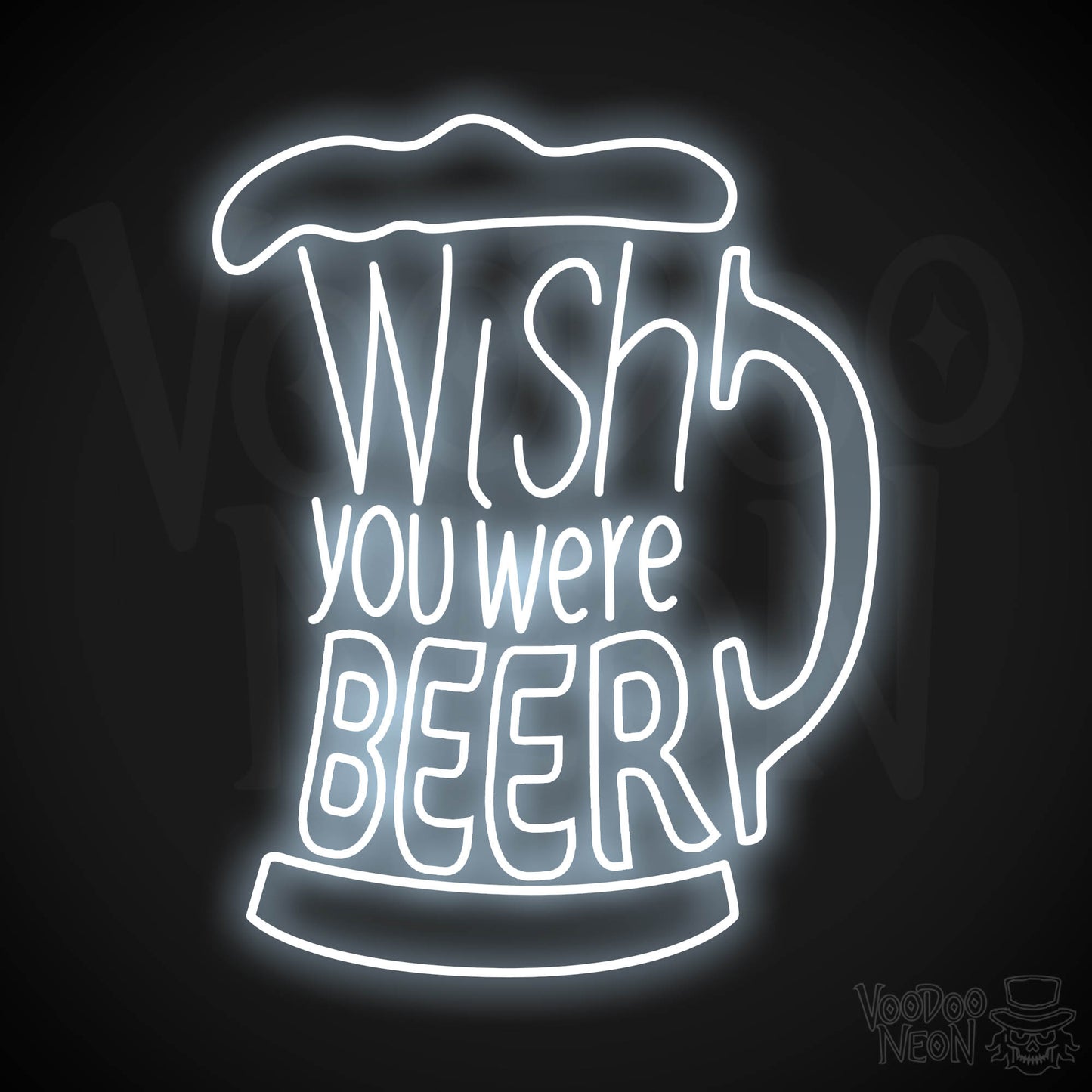 Wish You Were Beer Neon Sign - Cool White