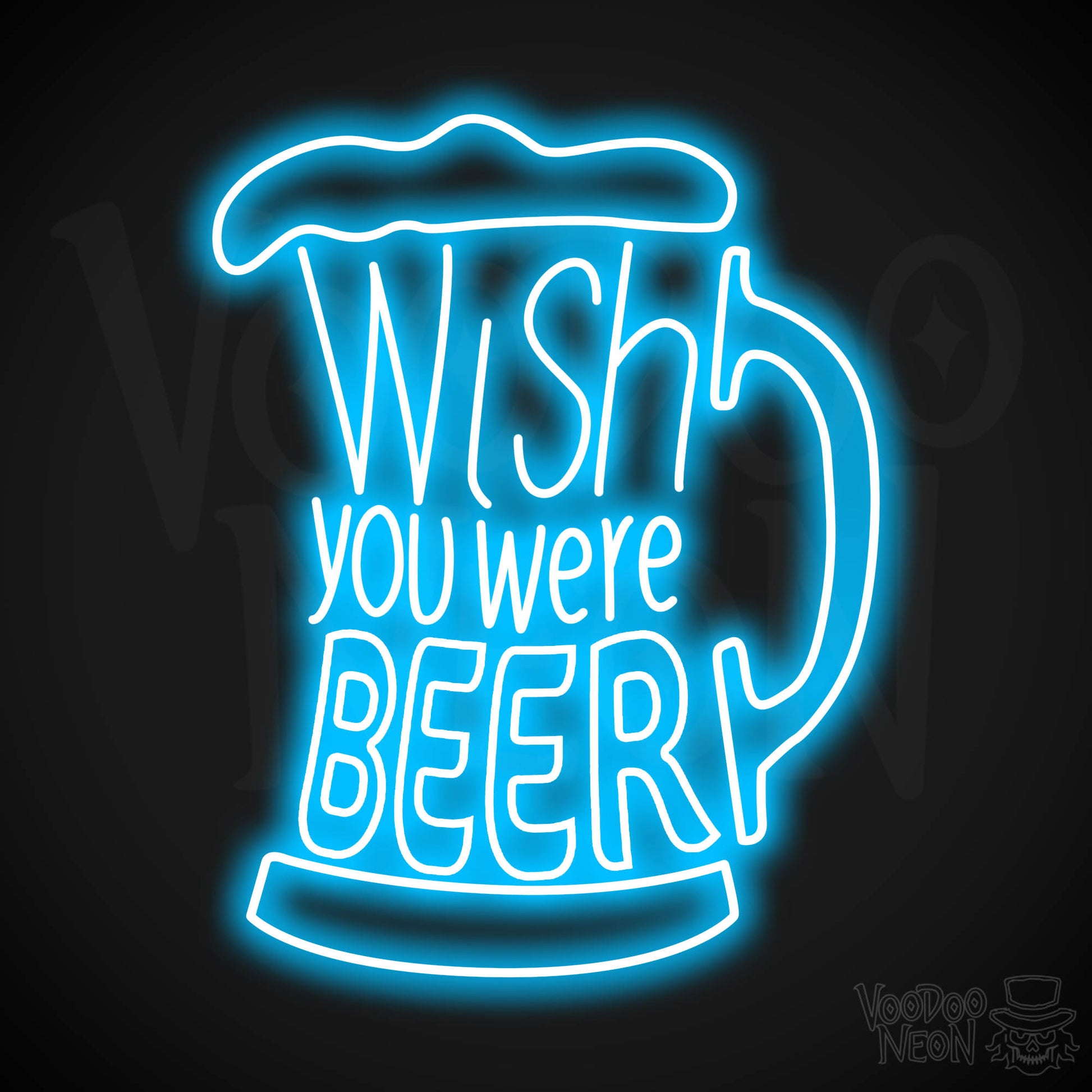 Wish You Were Beer Neon Sign - Dark Blue