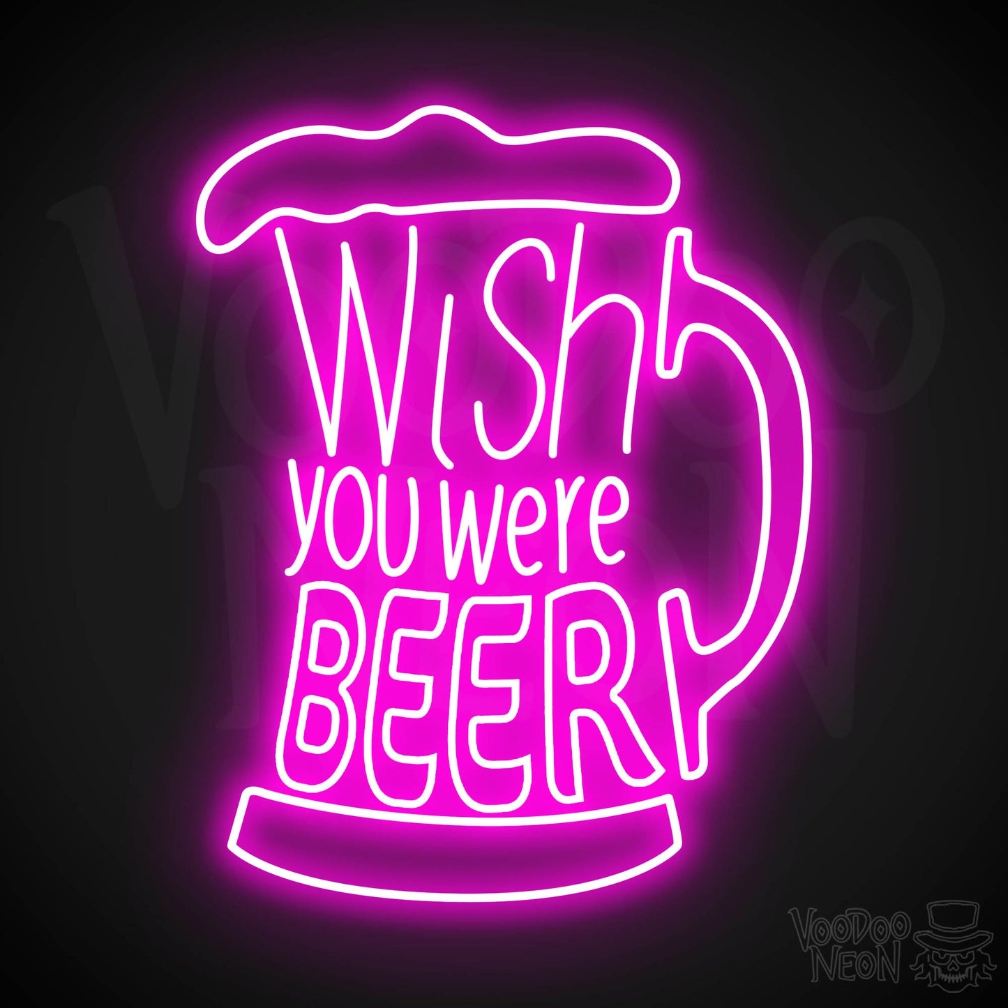 Wish You Were Beer Neon Sign - Pink