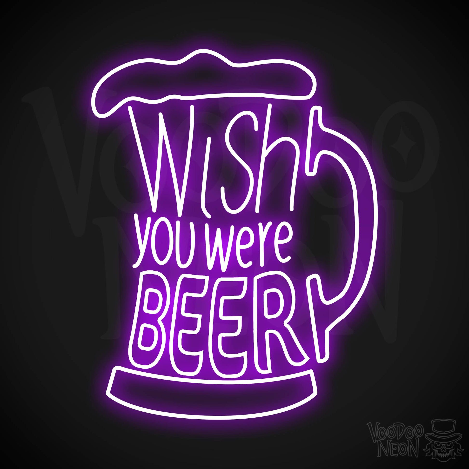 Wish You Were Beer Neon Sign - Purple