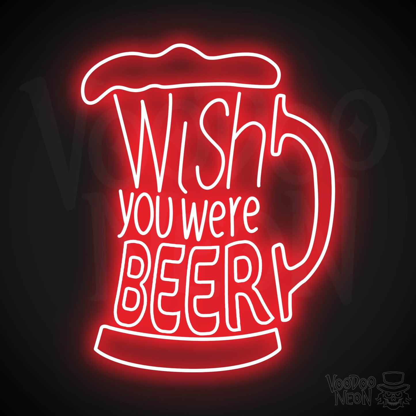 Wish You Were Beer Neon Sign - Red