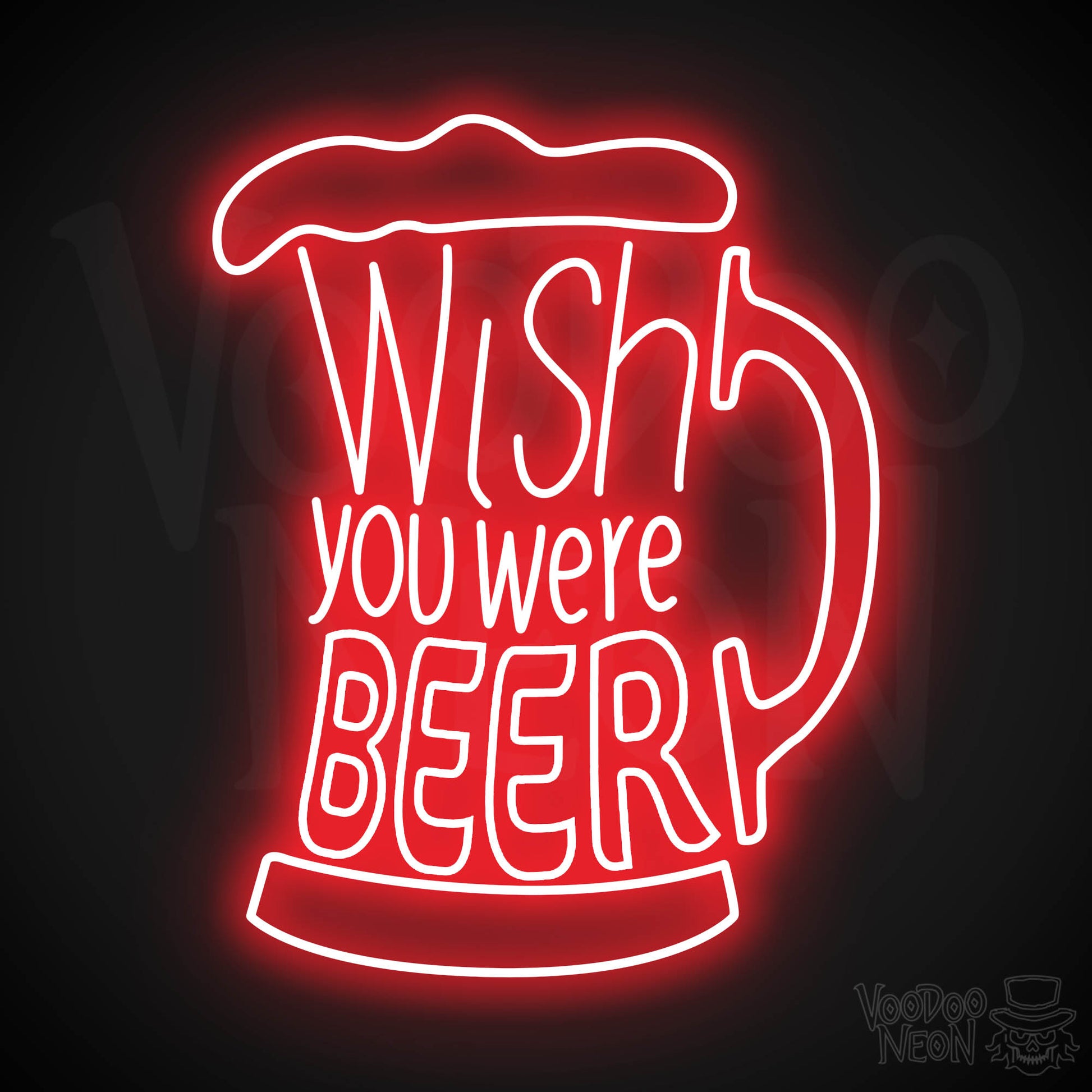 Wish You Were Beer Neon Sign - Red