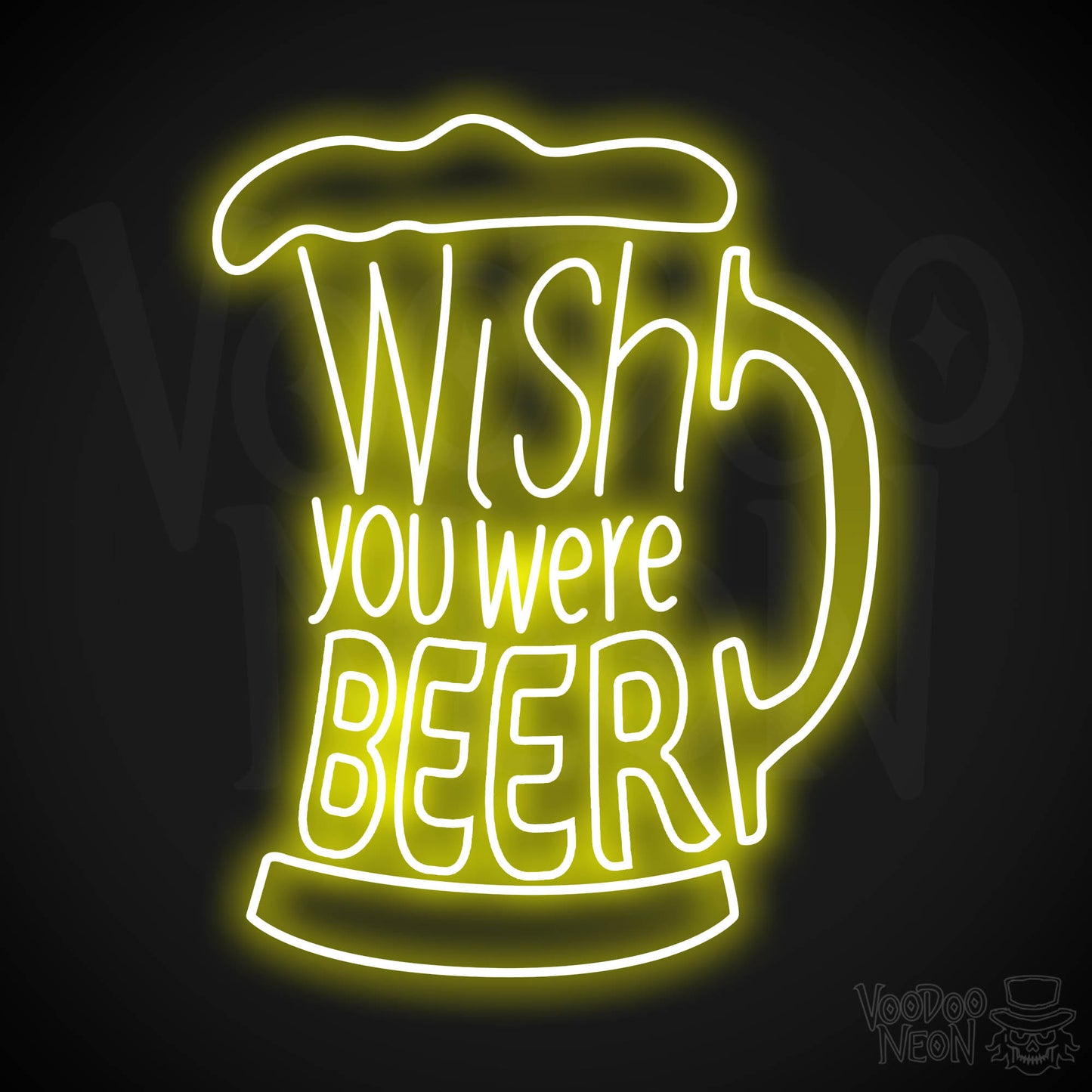 Wish You Were Beer Neon Sign - Yellow