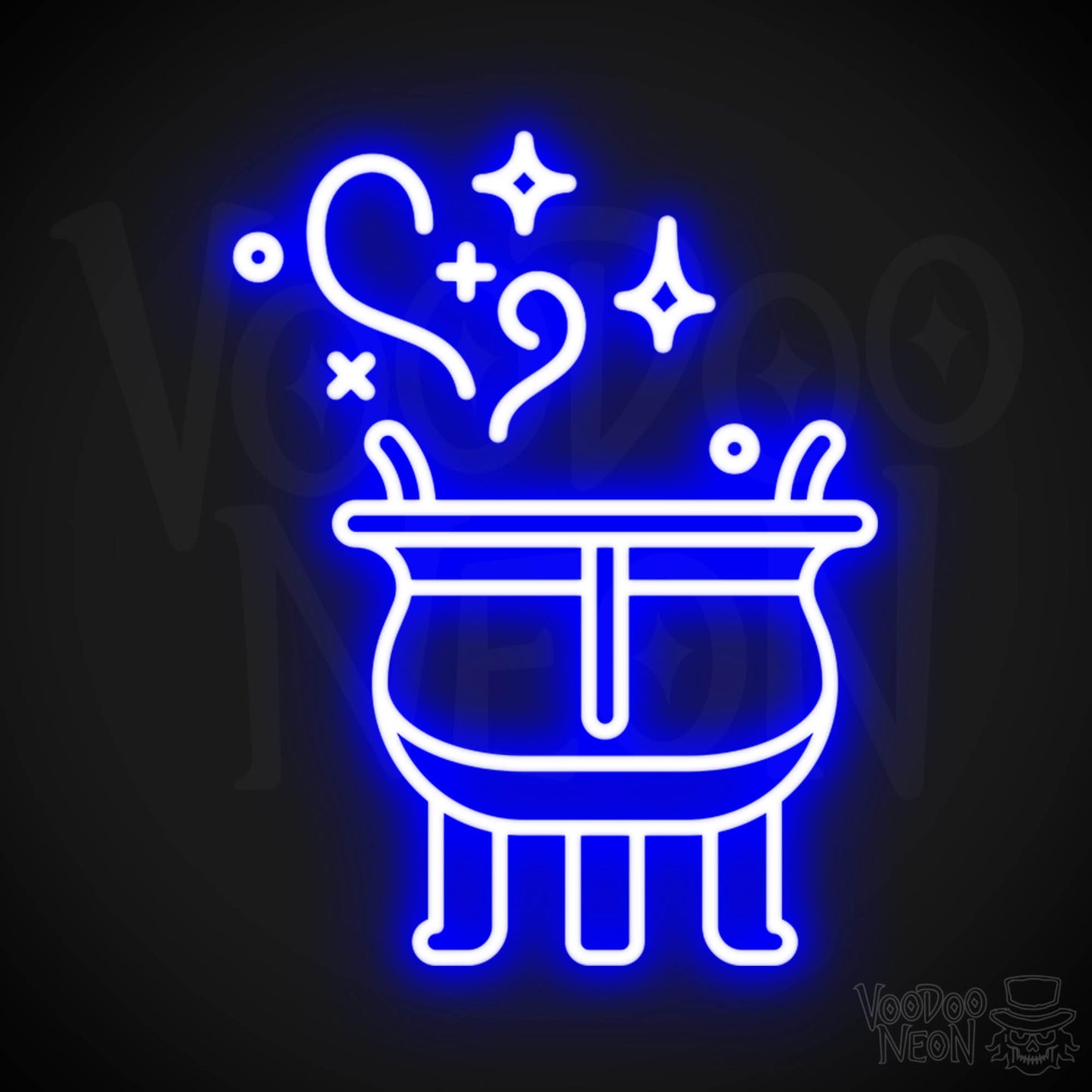 Witches Cauldron Neon Wall Art - Neon Witch Cauldron Sign - LED Wall Art - Color Dark Blue