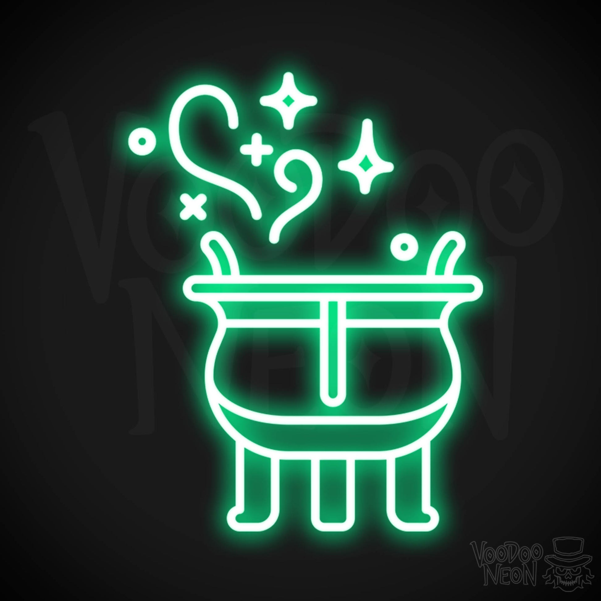 Witches Cauldron Neon Wall Art - Neon Witch Cauldron Sign - LED Wall Art - Color Green