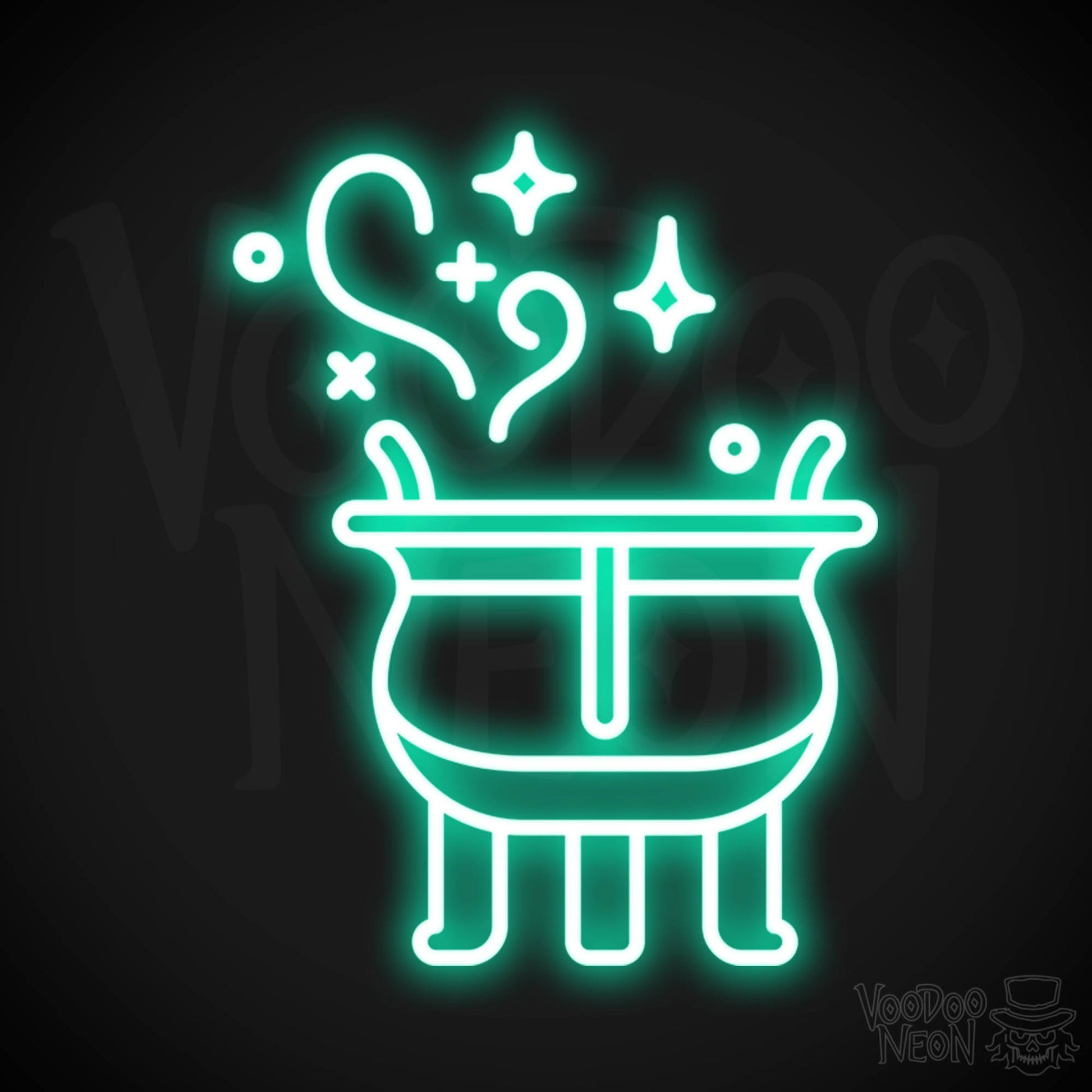 Witches Cauldron Neon Wall Art - Neon Witch Cauldron Sign - LED Wall Art - Color Light Green