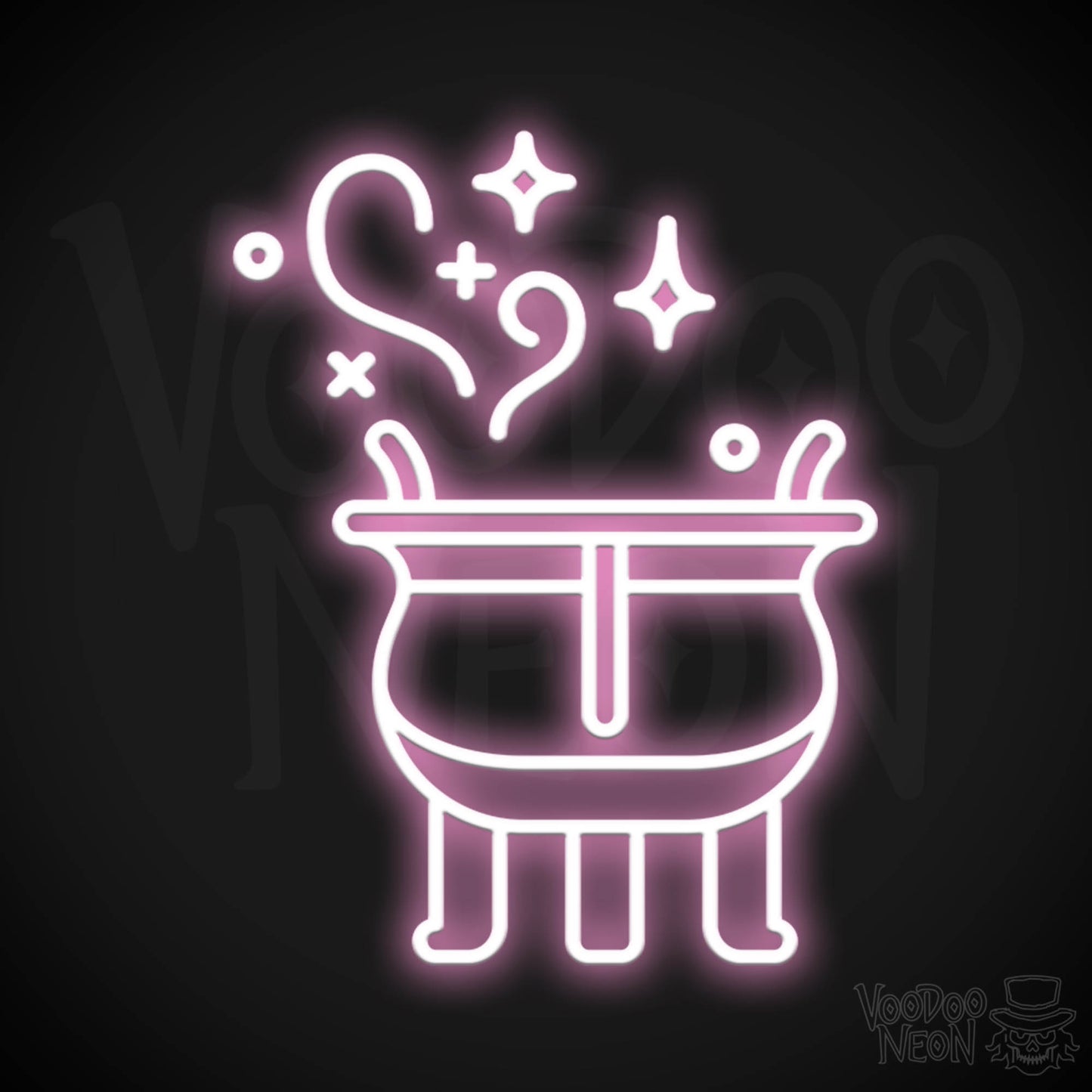 Witches Cauldron Neon Wall Art - Neon Witch Cauldron Sign - LED Wall Art - Color Light Pink