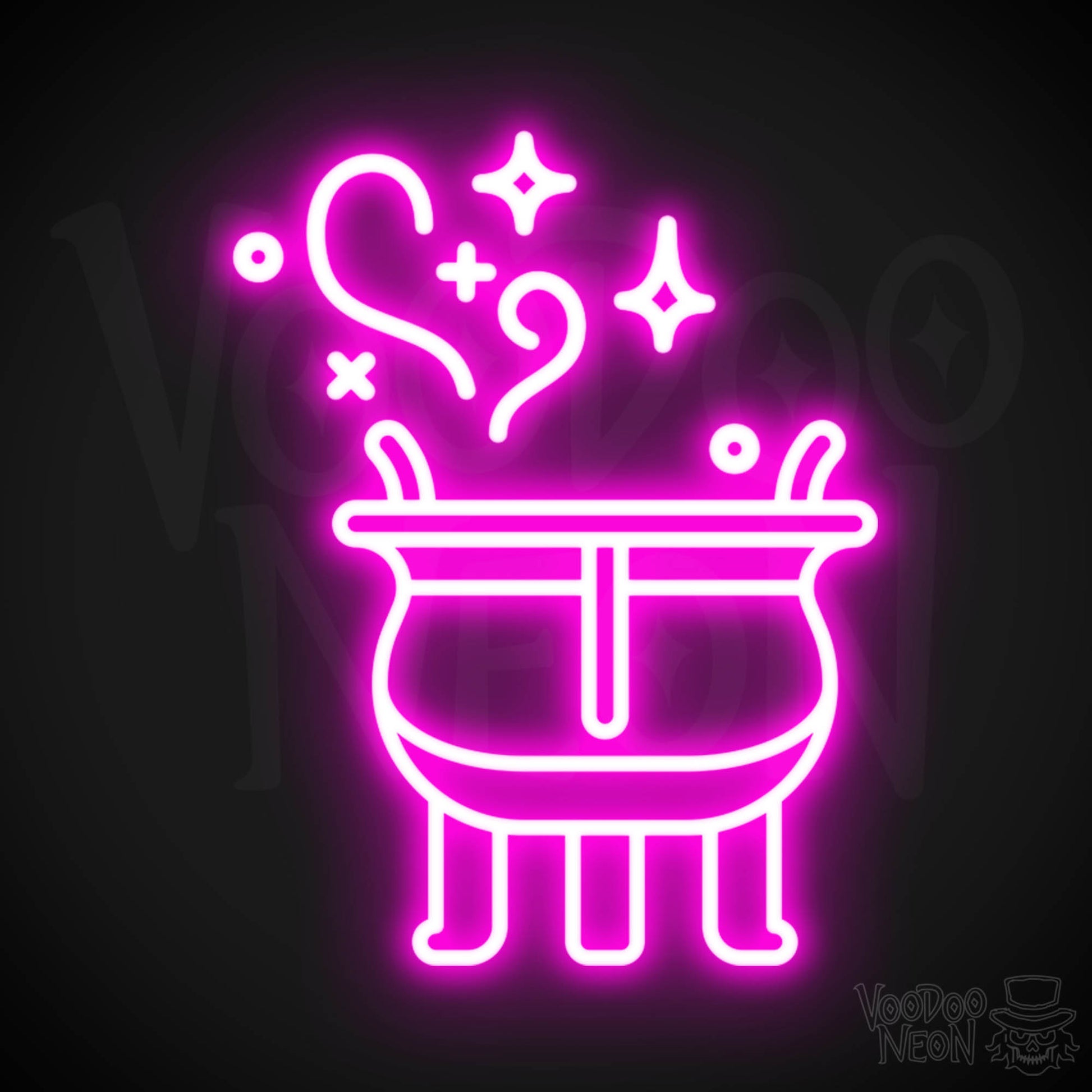 Witches Cauldron Neon Wall Art - Neon Witch Cauldron Sign - LED Wall Art - Color Pink