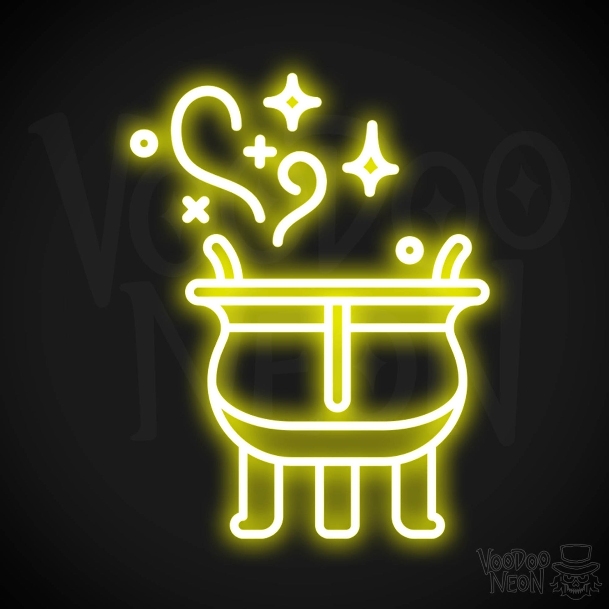 Witches Cauldron Neon Wall Art - Neon Witch Cauldron Sign - LED Wall Art - Color Yellow