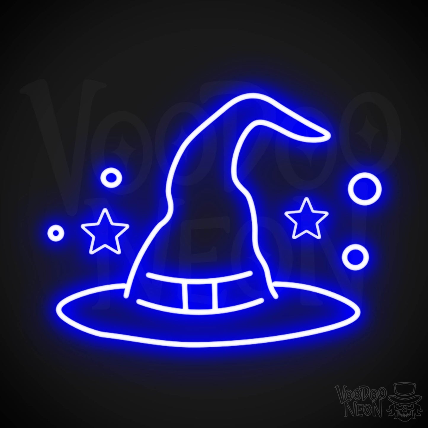 Witches Hat Neon Sign - Neon Witches Hat Wall Art - LED Sign - Color Dark Blue