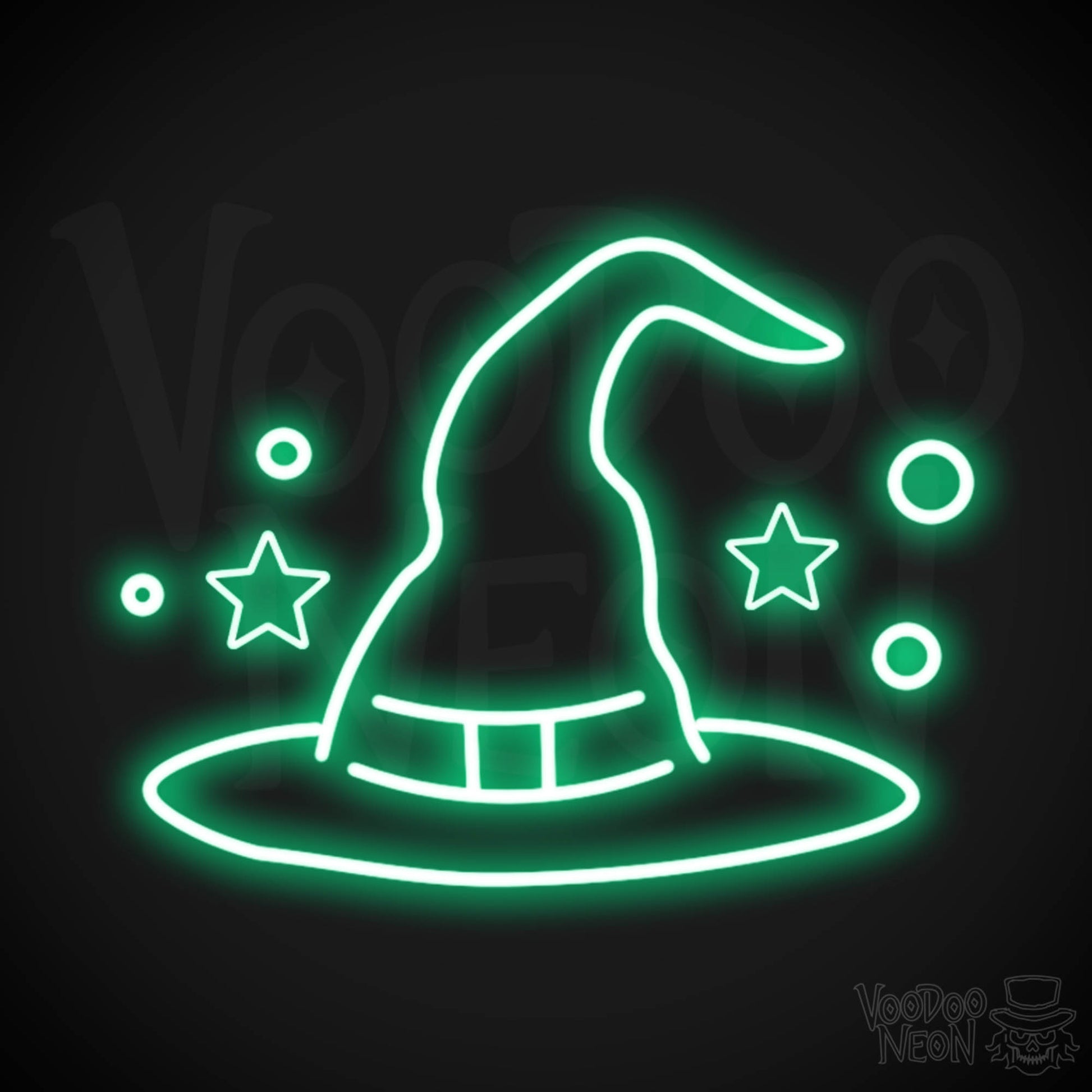 Witches Hat Neon Sign - Neon Witches Hat Wall Art - LED Sign - Color Green