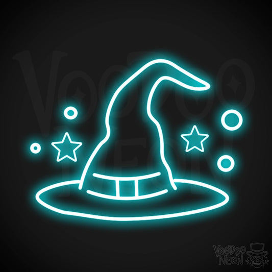 Witches Hat Neon Sign - Neon Witches Hat Wall Art - LED Sign - Color Ice Blue