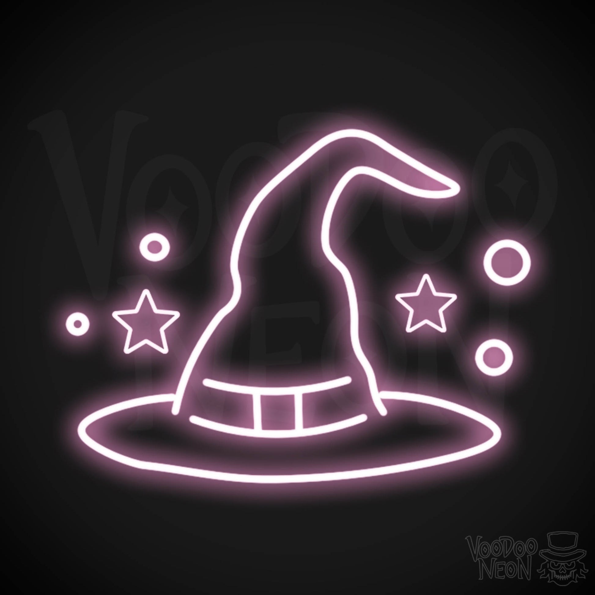 Witches Hat Neon Sign - Neon Witches Hat Wall Art - LED Sign - Color Light Pink