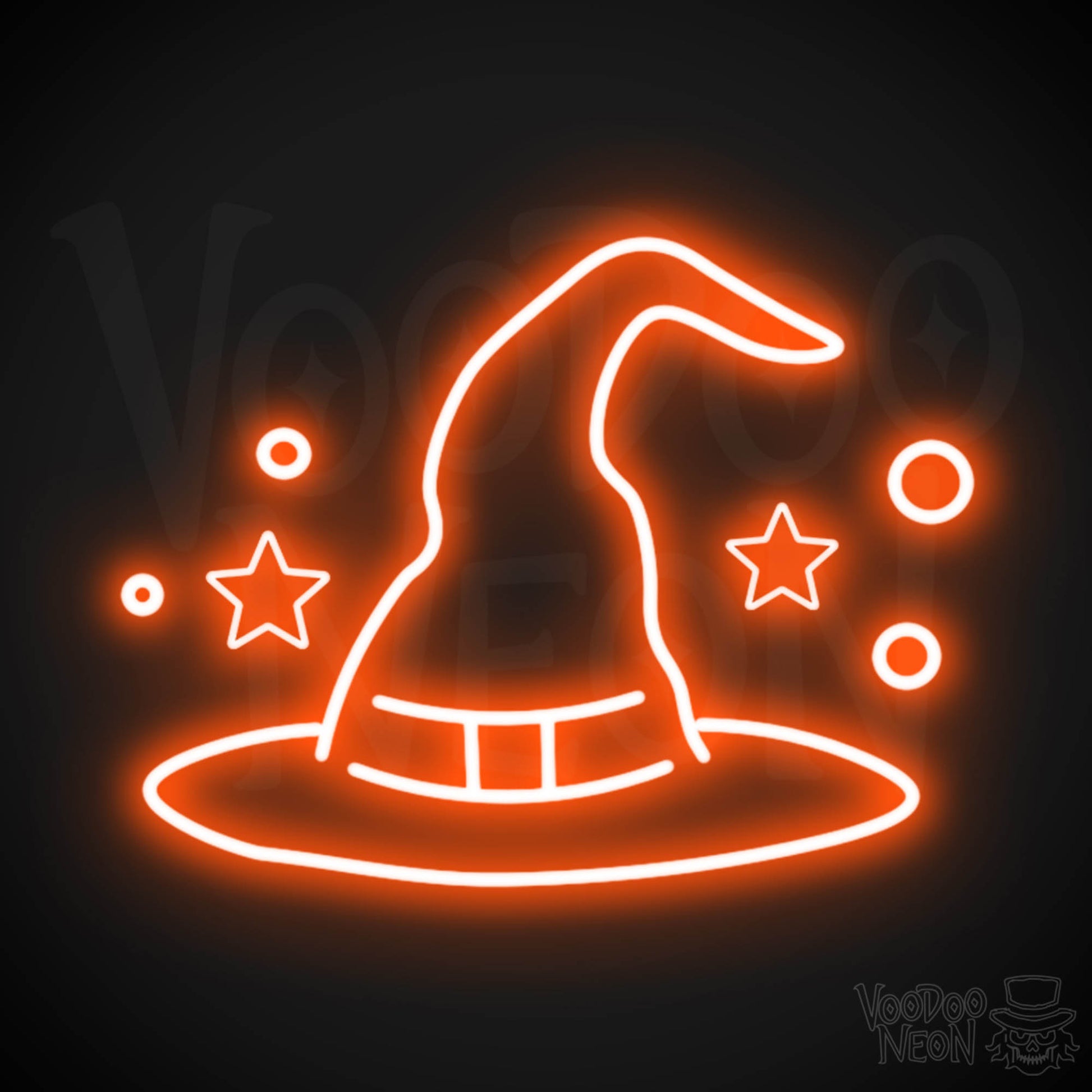 Witches Hat Neon Sign - Neon Witches Hat Wall Art - LED Sign - Color Orange