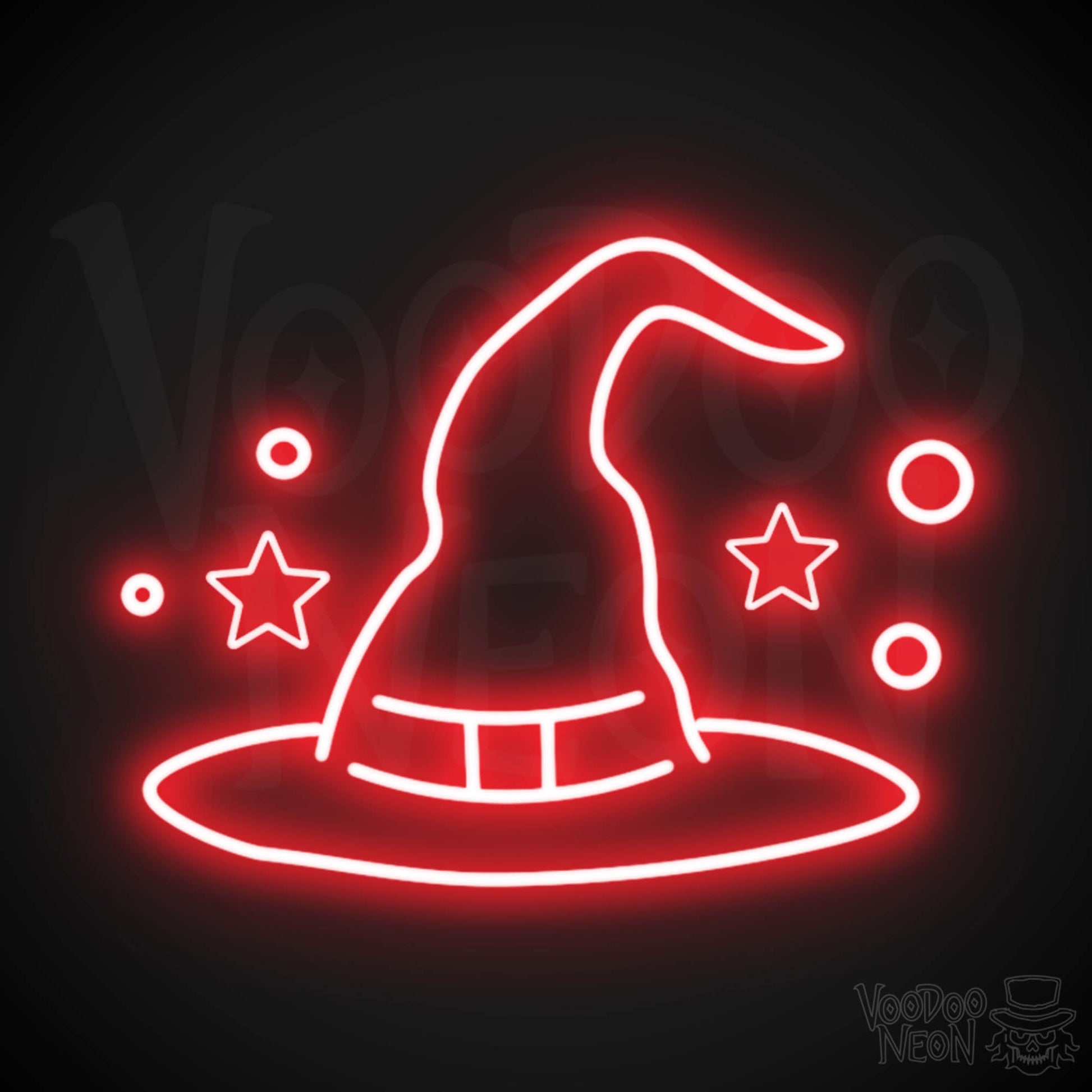 Witches Hat Neon Sign - Neon Witches Hat Wall Art - LED Sign - Color Red