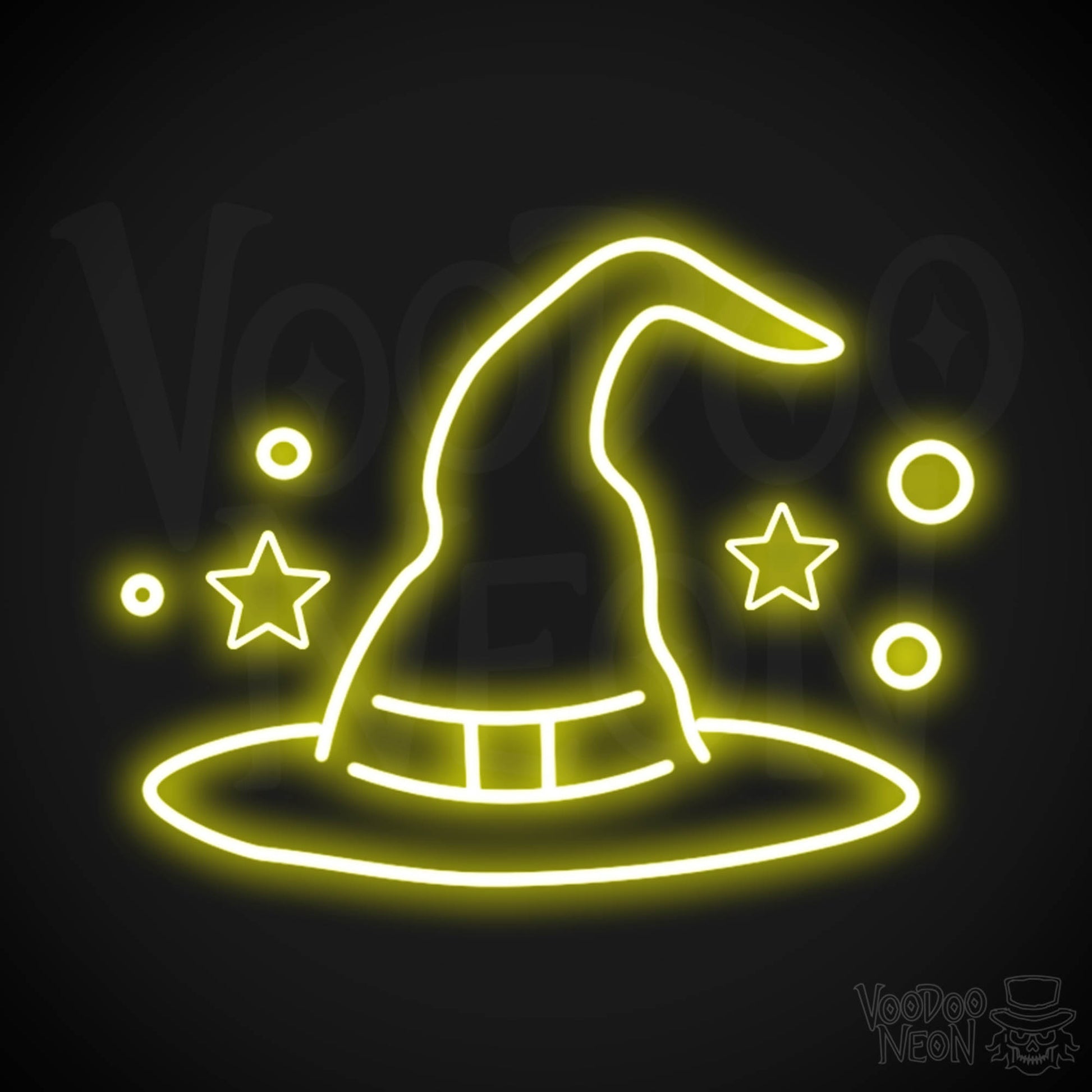 Witches Hat Neon Sign - Neon Witches Hat Wall Art - LED Sign - Color Yellow