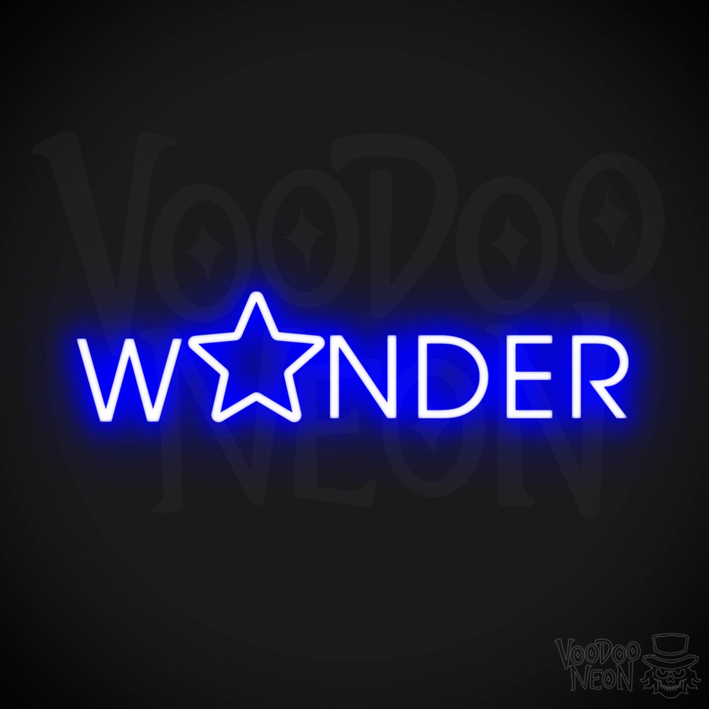 Wonder Neon Sign - Neon Wonder Sign - Light Up Word Sign - Color Dark Blue