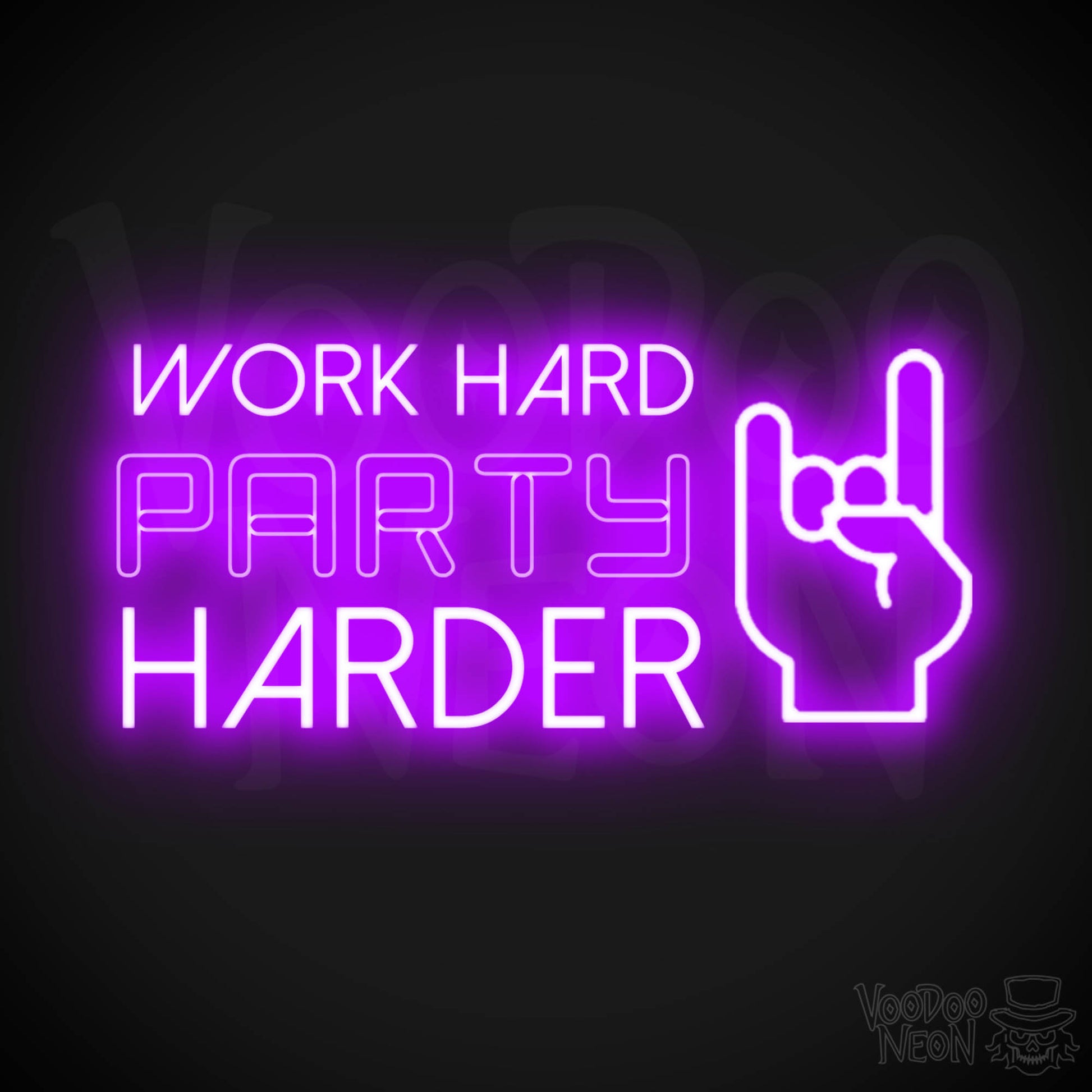 Work Hard Party Harder Neon Sign - Neon Work Hard Party Harder Sign - Wall Art - Color Purple