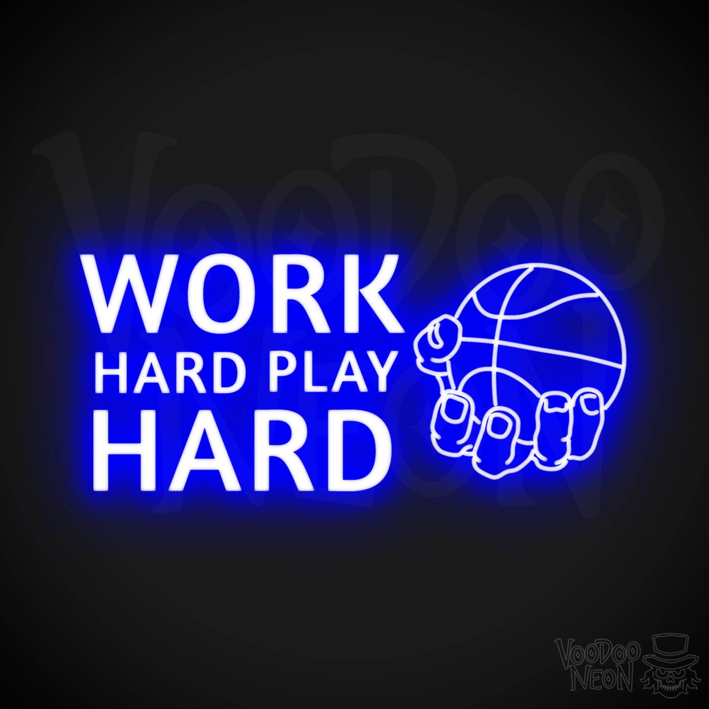 Work Hard Play Hard Neon Sign - Work Hard Play Hard Sign - Color Dark Blue