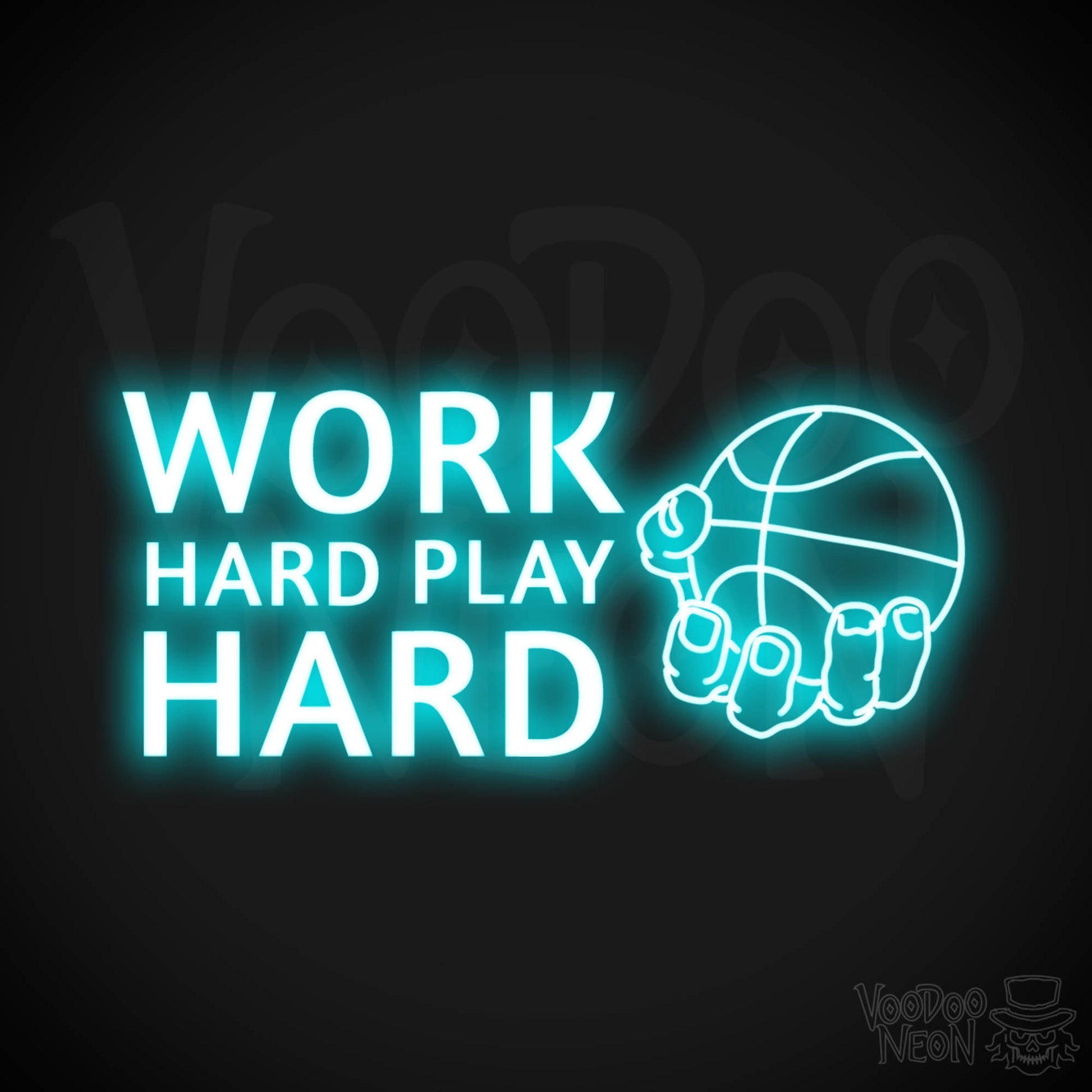 Work Hard Play Hard Neon Sign - Work Hard Play Hard Sign - Color Ice Blue