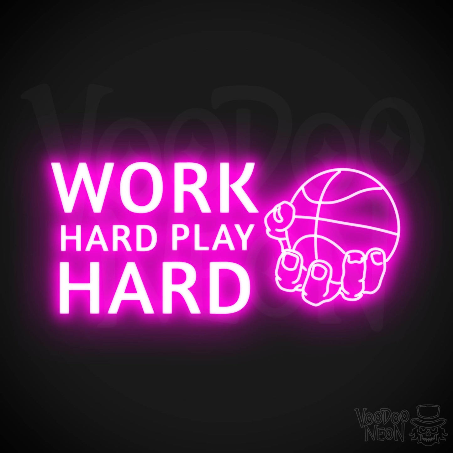 Work Hard Play Hard Neon Sign - Work Hard Play Hard Sign - Color Pink