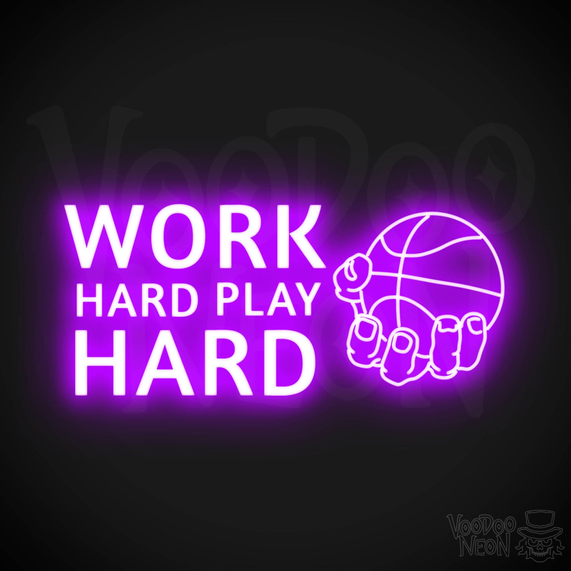 Work Hard Play Hard Neon Sign - Work Hard Play Hard Sign - Color Purple
