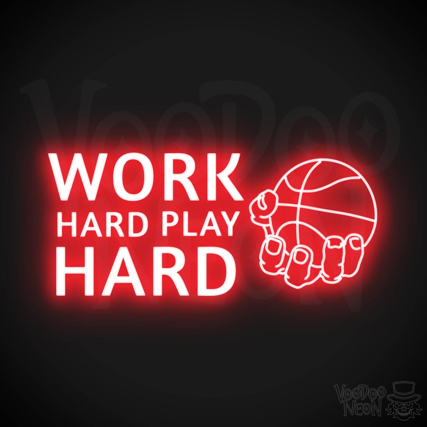 Work Hard Play Hard Neon Sign - Work Hard Play Hard Sign - Color Red