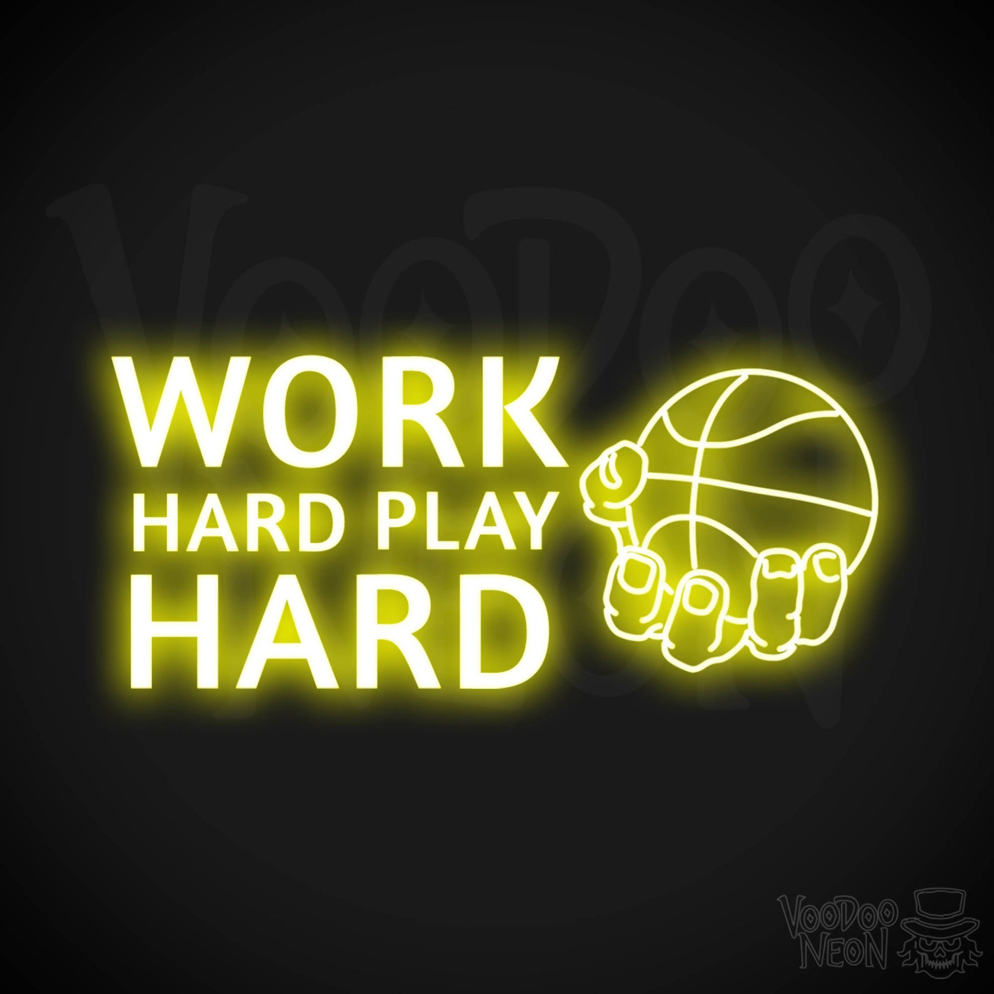 Work Hard Play Hard Neon Sign - Work Hard Play Hard Sign - Color Yellow