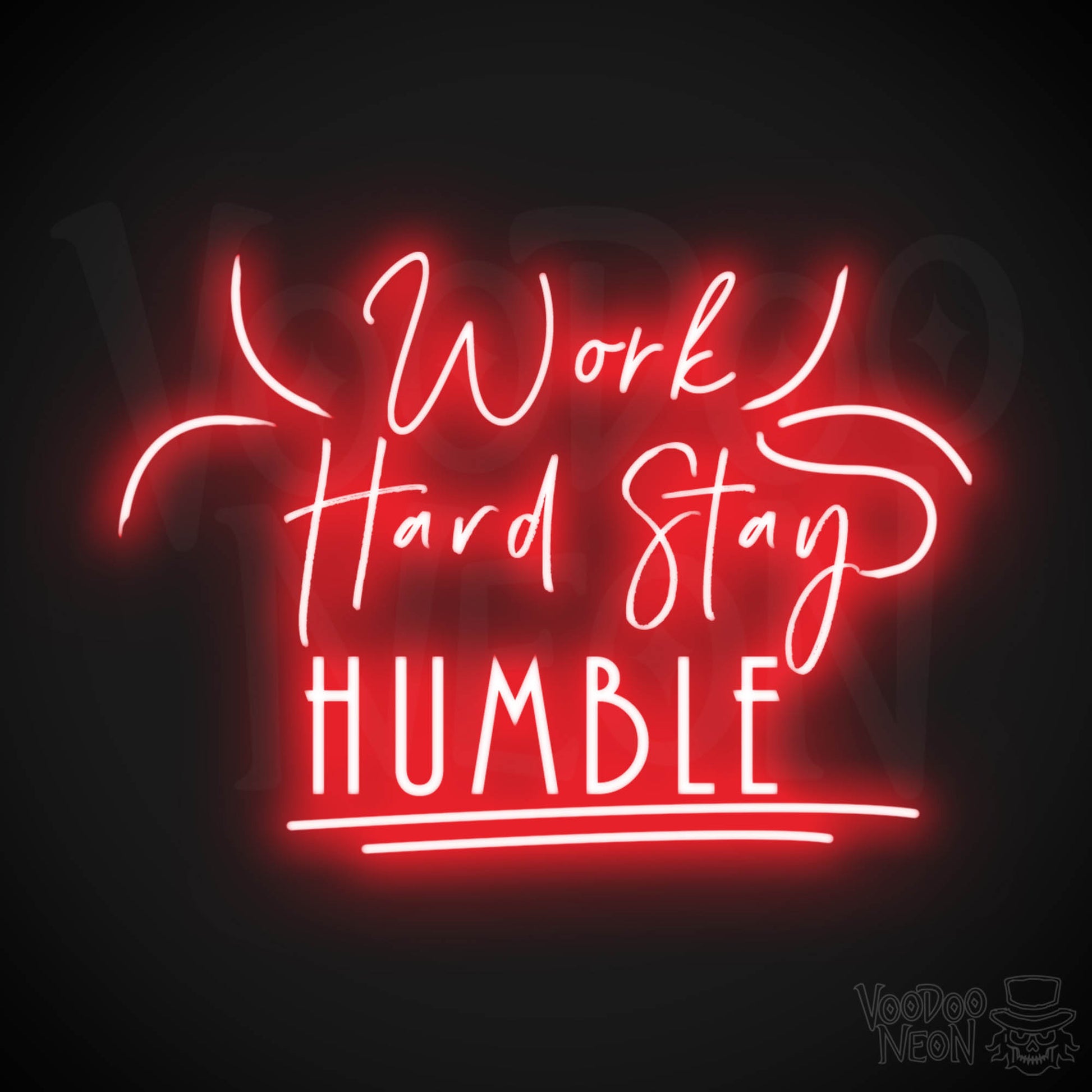 Work Hard Stay Humble Neon Sign - Work Hard Stay Humble Sign - LED Artwork - Color Red