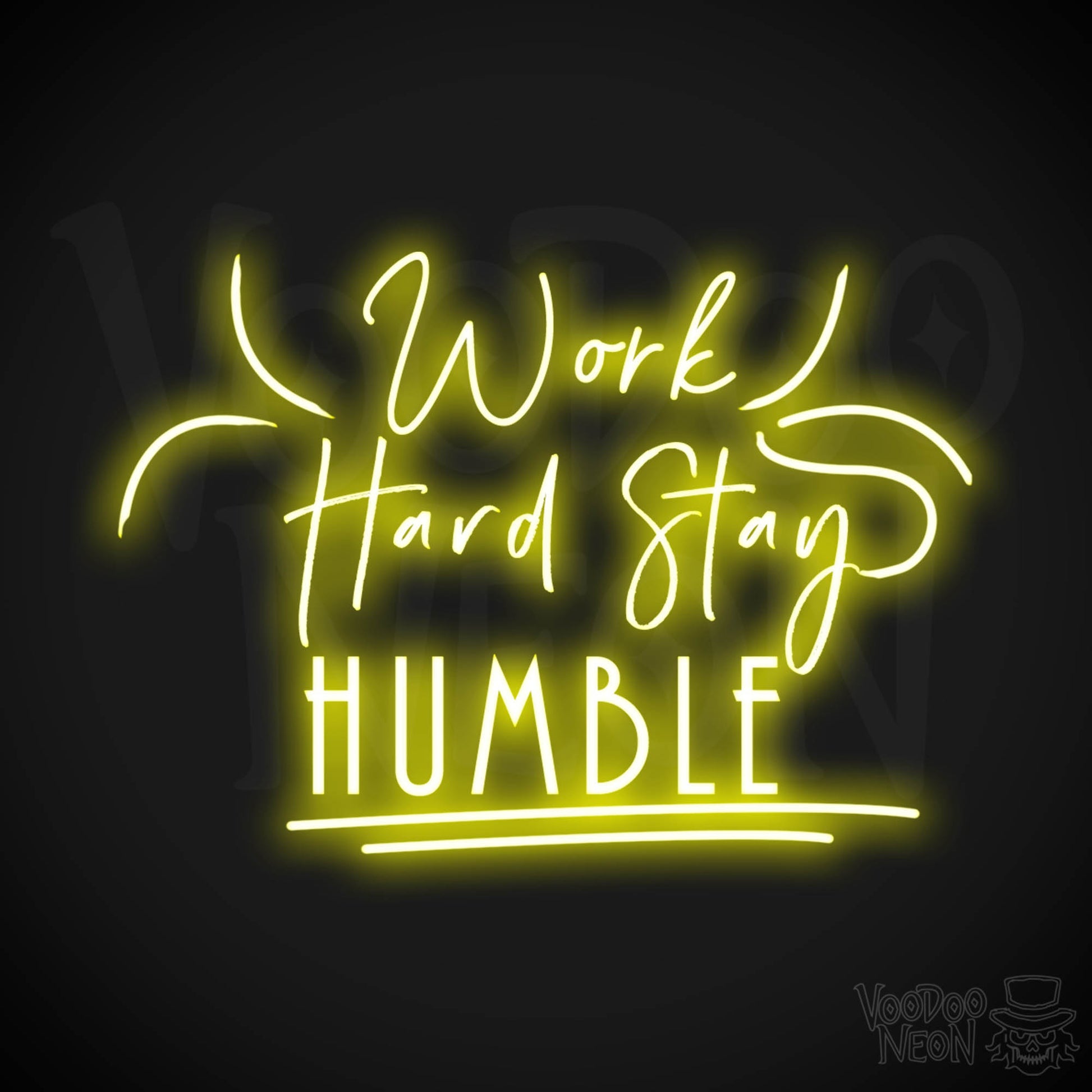 Work Hard Stay Humble Neon Sign - Work Hard Stay Humble Sign - LED Artwork - Color Yellow