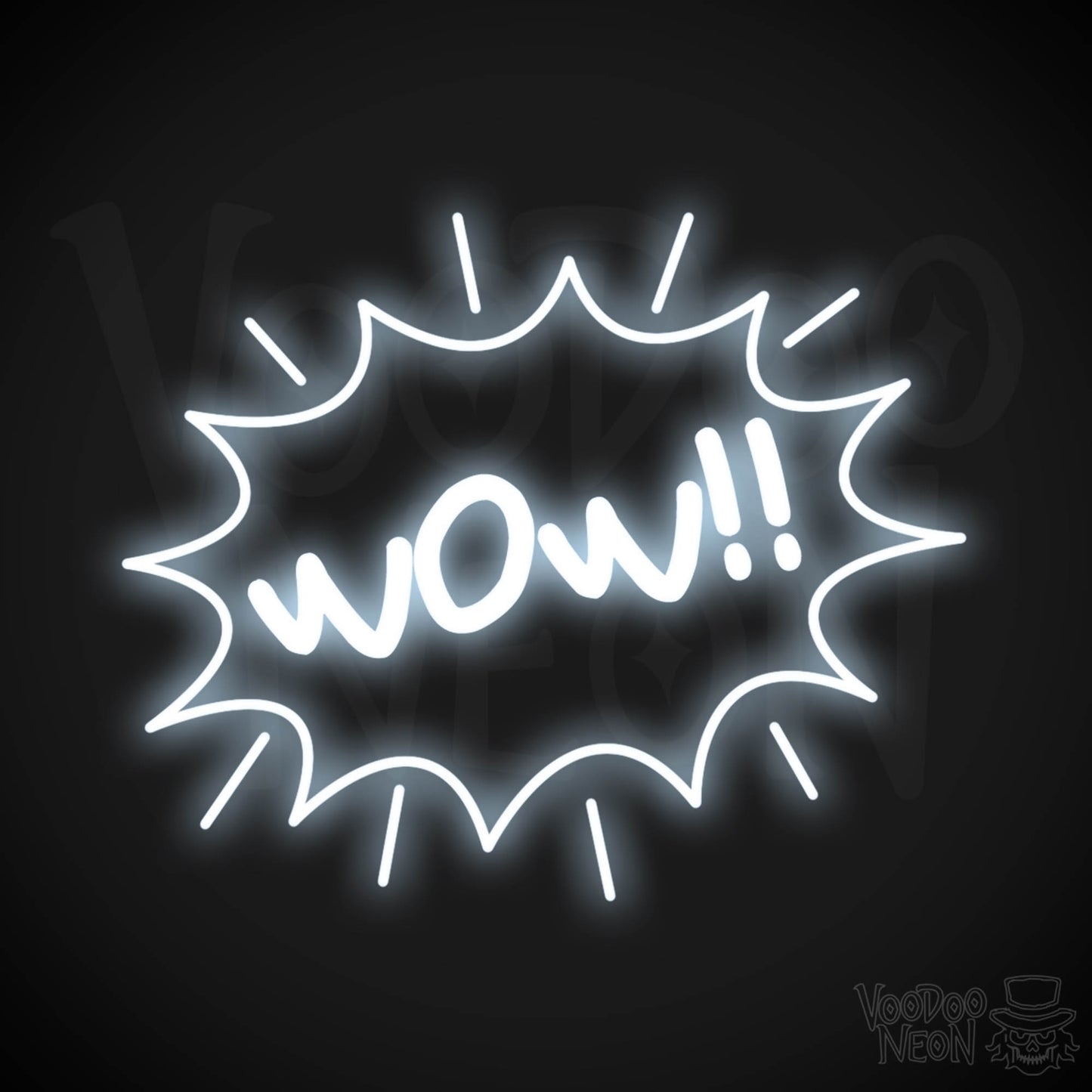 Wow Neon Sign - Neon Wow Sign - LED Neon Wall Art - Color Cool White