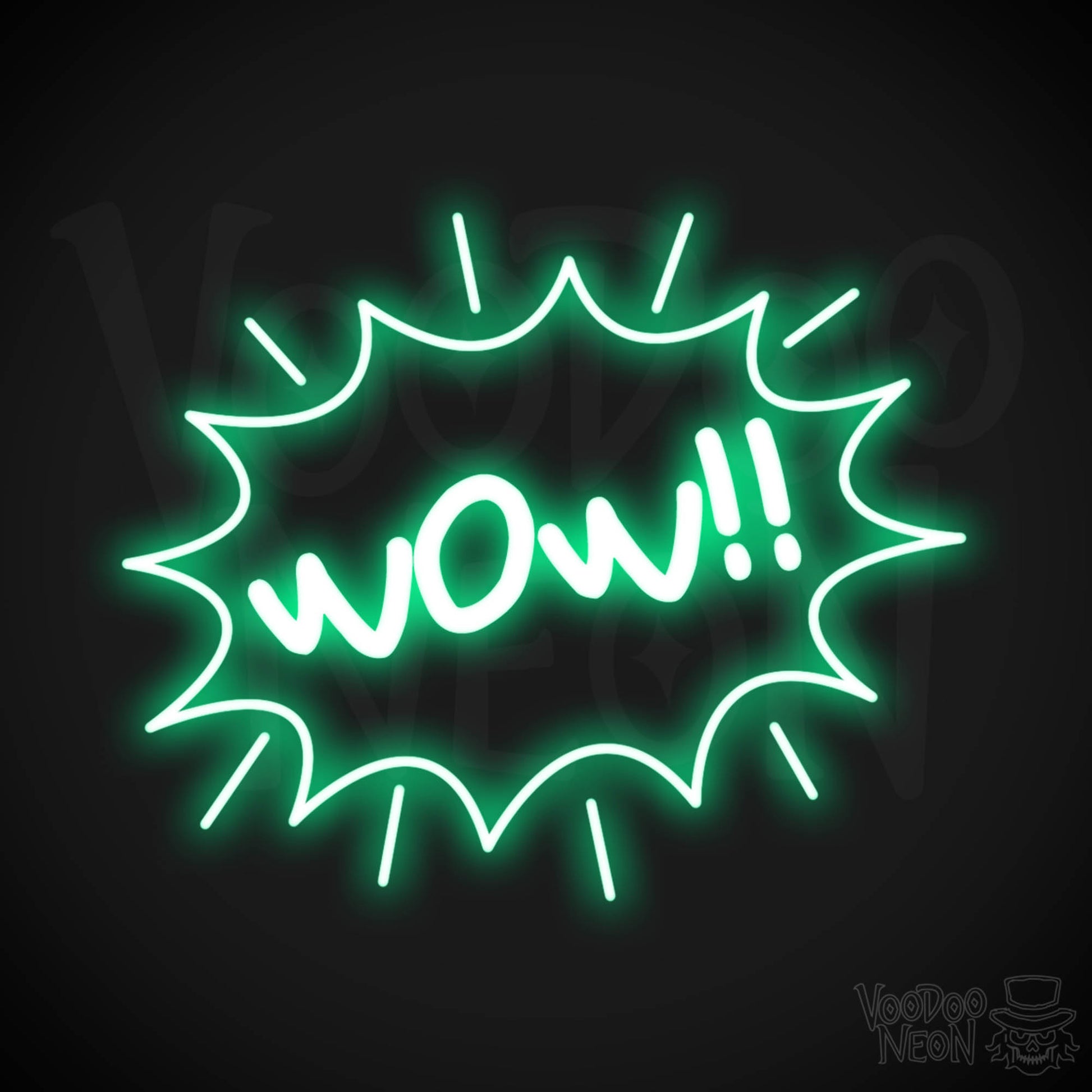Wow Neon Sign - Neon Wow Sign - LED Neon Wall Art - Color Green