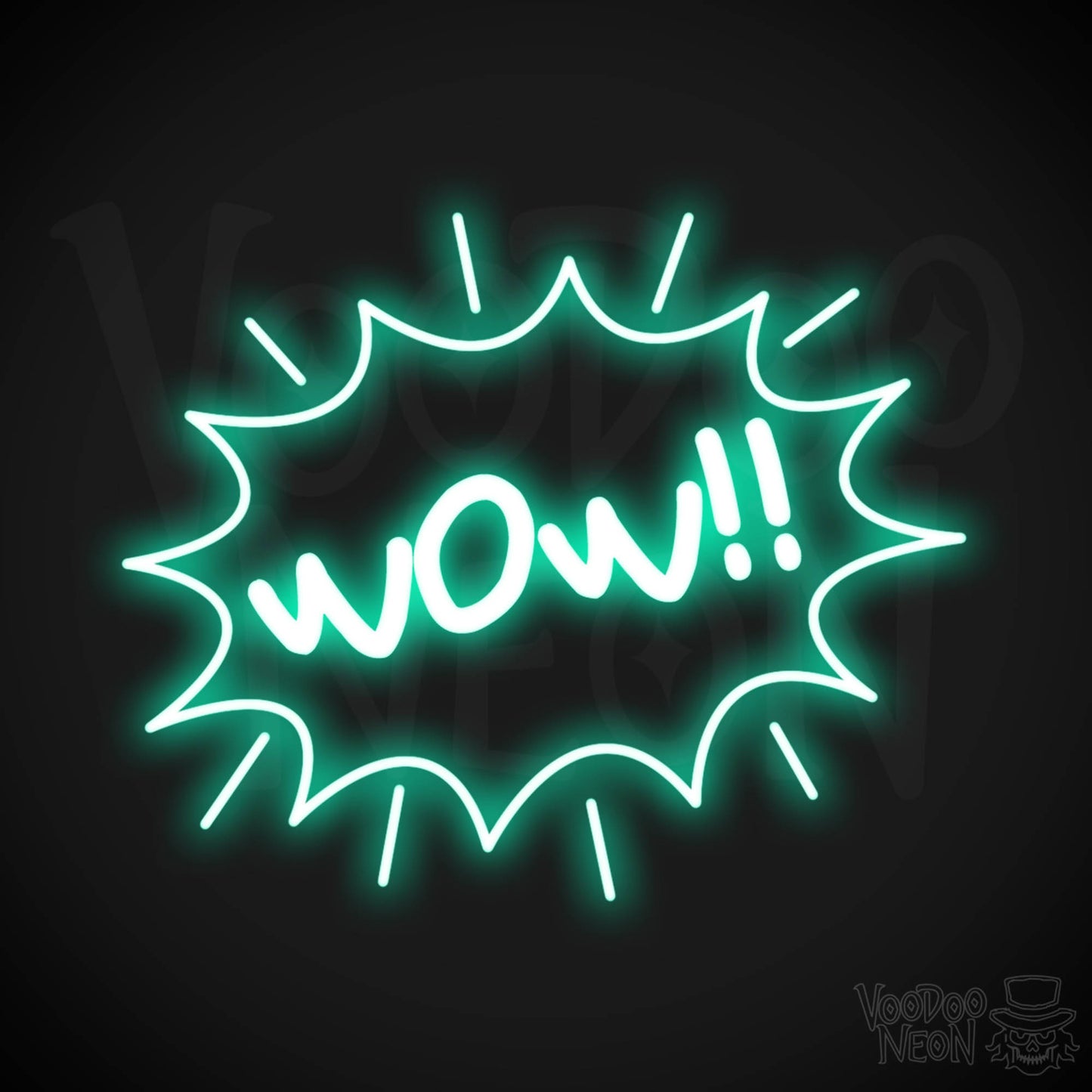 Wow Neon Sign - Neon Wow Sign - LED Neon Wall Art - Color Light Green