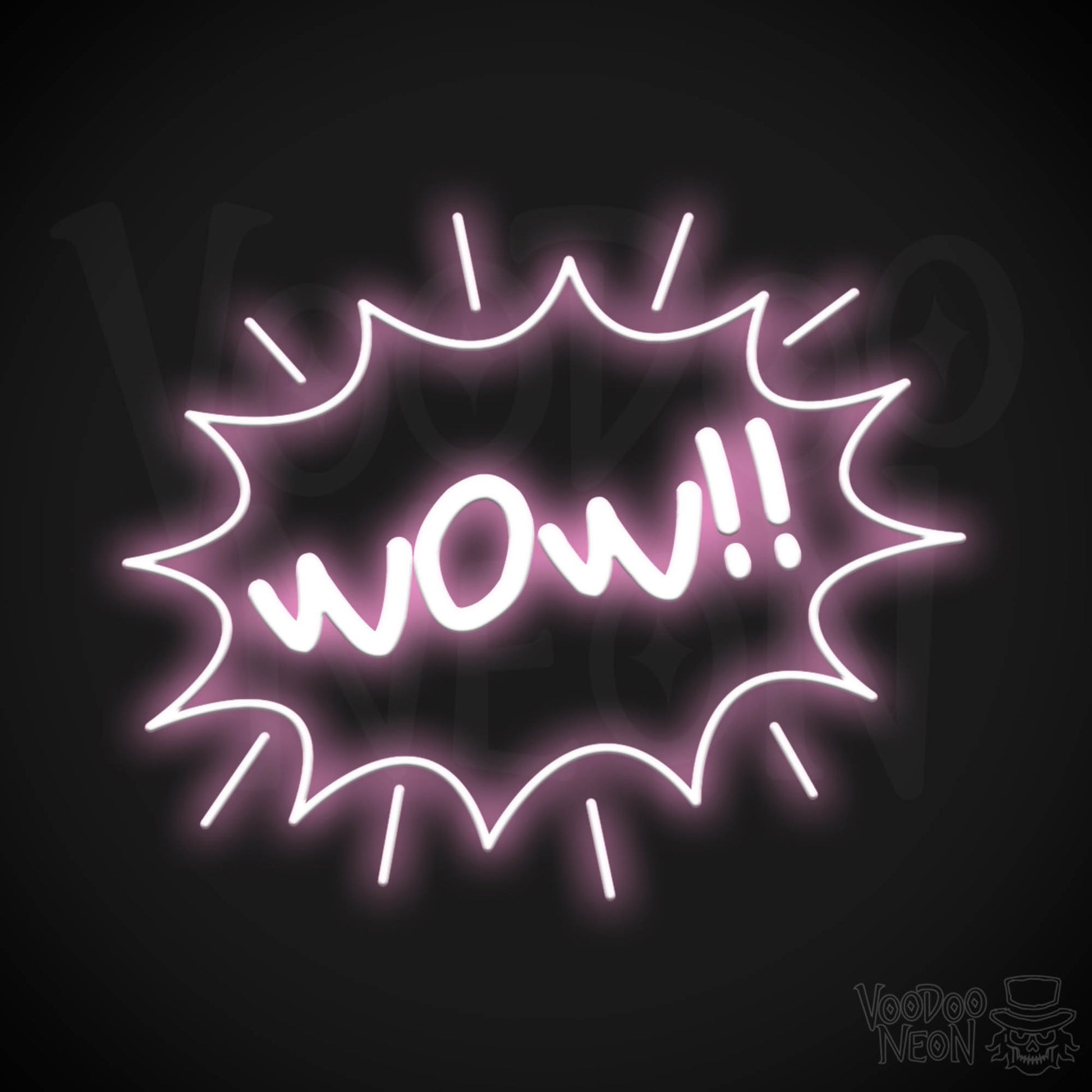Wow Neon Sign - Neon Wow Sign - LED Neon Wall Art - Color Light Pink