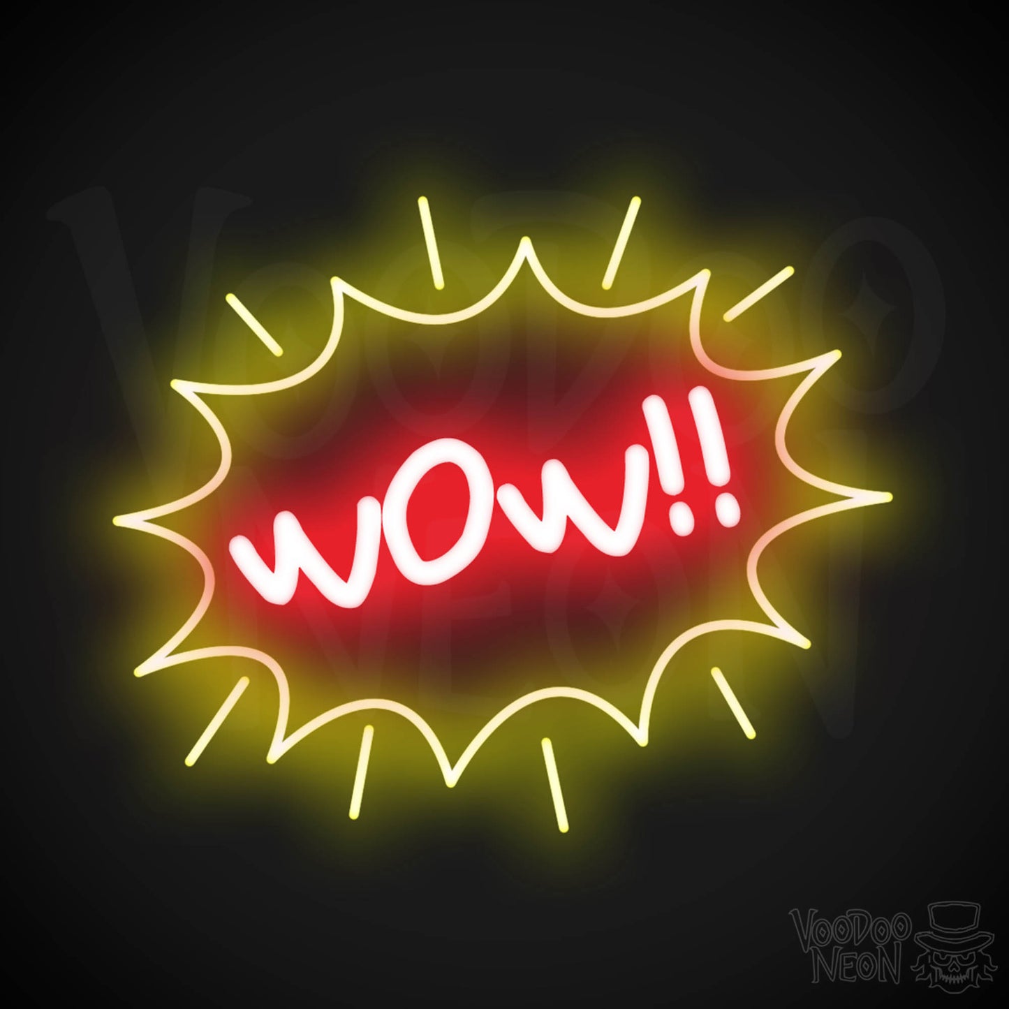 Wow Neon Sign - Neon Wow Sign - LED Neon Wall Art - Color Multi-Color