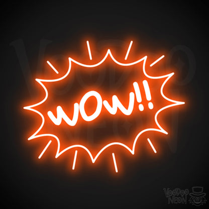Wow Neon Sign - Neon Wow Sign - LED Neon Wall Art - Color Orange