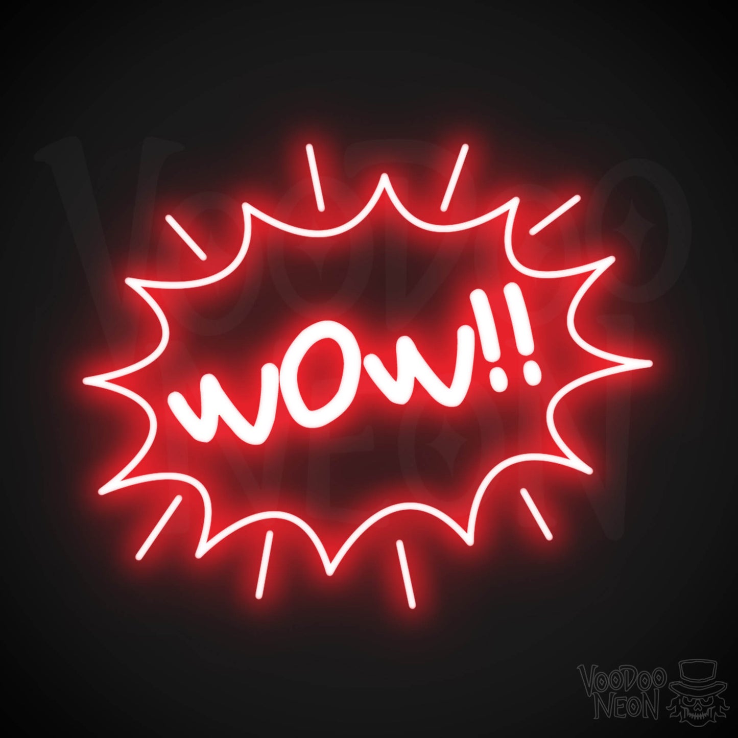 Wow Neon Sign - Neon Wow Sign - LED Neon Wall Art - Color Red