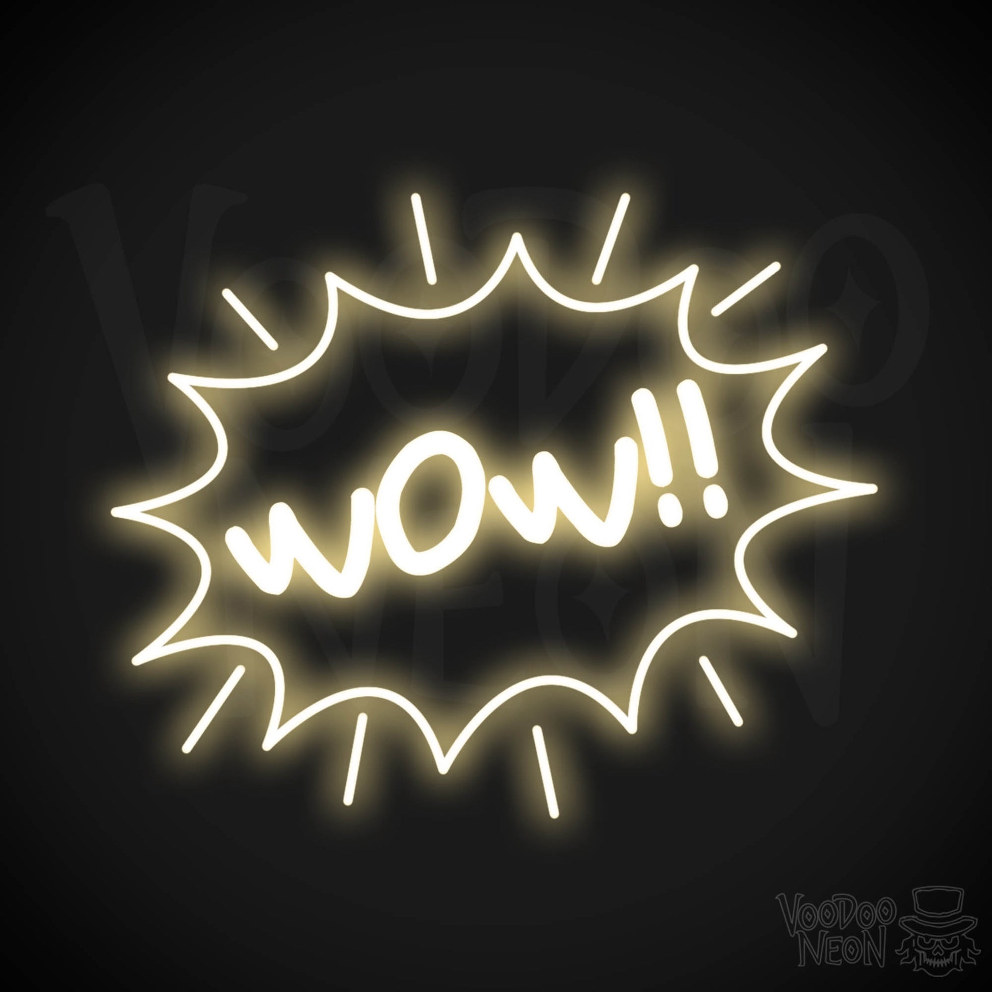 Wow Neon Sign - Neon Wow Sign - LED Neon Wall Art - Color Warm White
