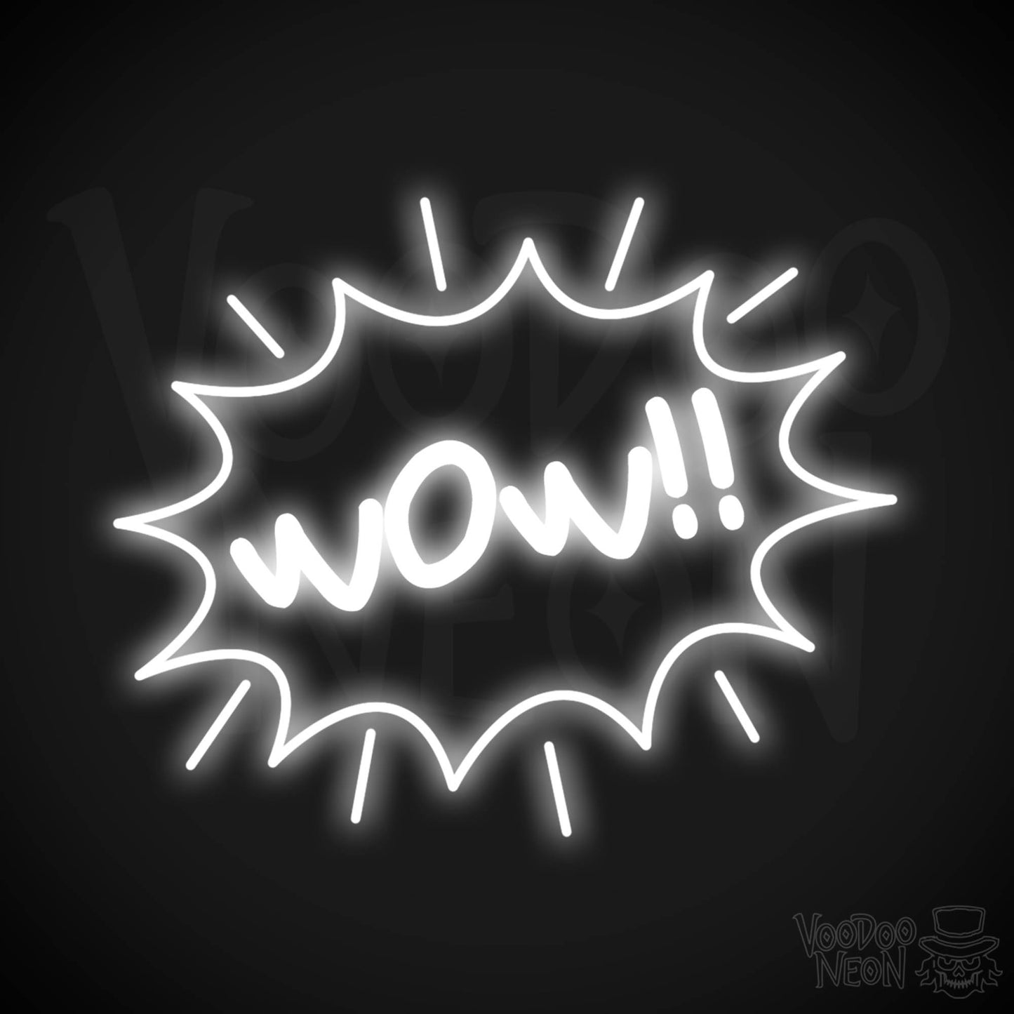 Wow Neon Sign - Neon Wow Sign - LED Neon Wall Art - Color White